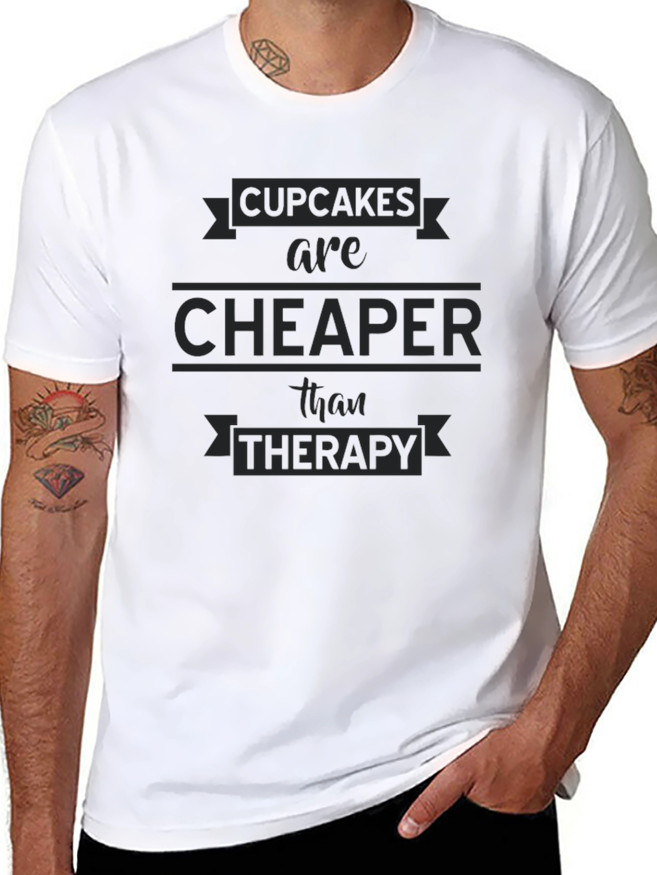 Cupcakes Cheaper Than Therapy Black T-Shirt