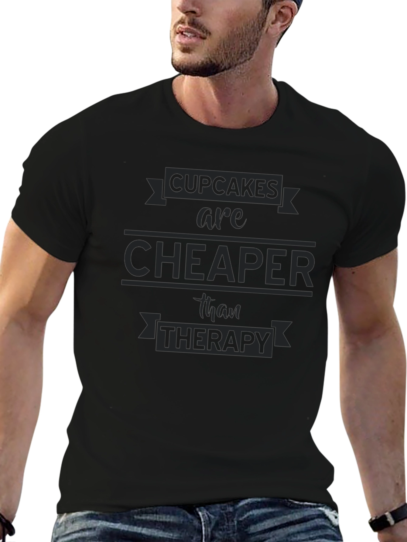 Cupcakes Cheaper Than Therapy Black T-Shirt