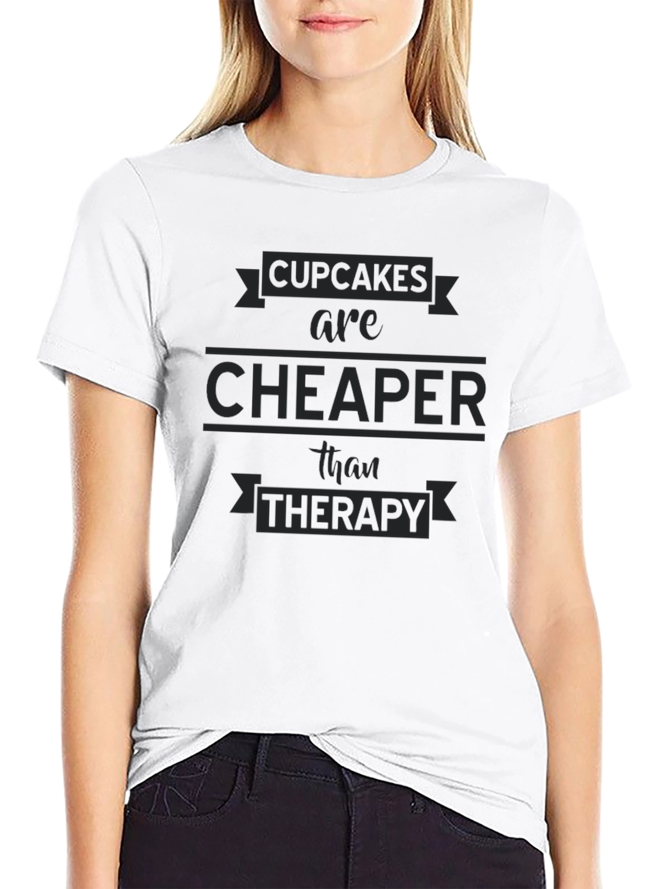 Cupcakes Cheaper Than Therapy Black T-Shirt