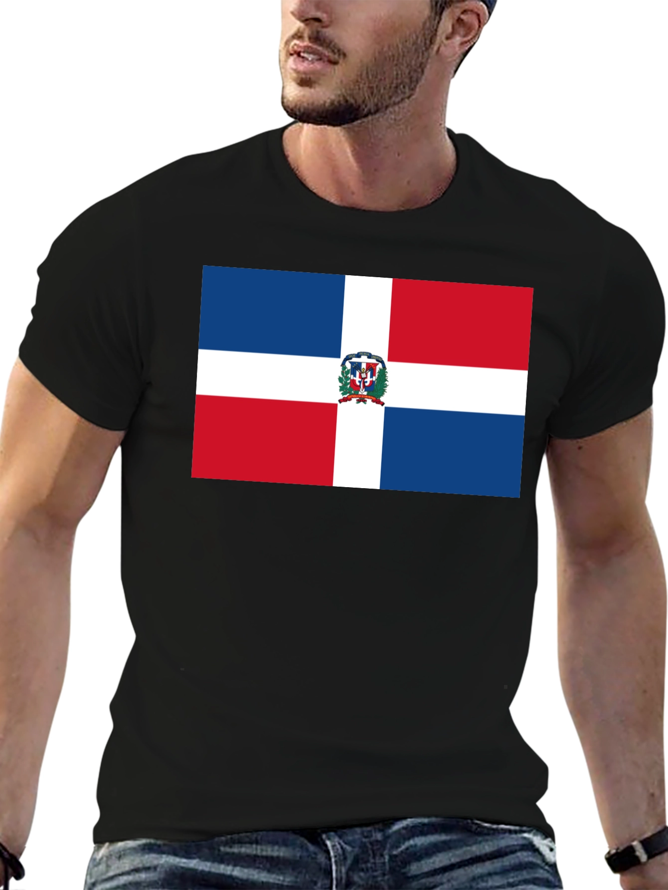 Dominican Republic Flag T-Shirt - Black