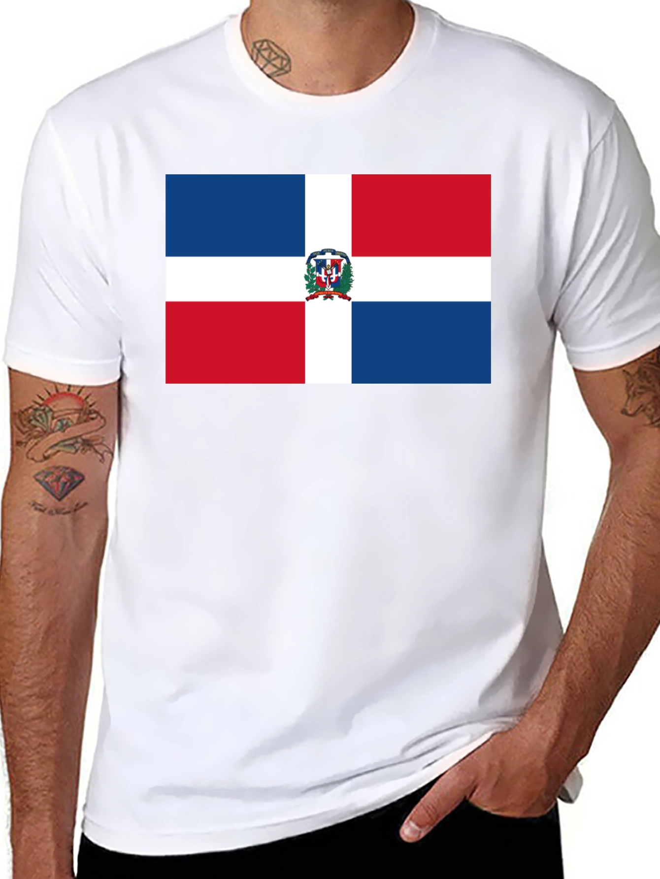 Dominican Republic Flag T-Shirt - Black