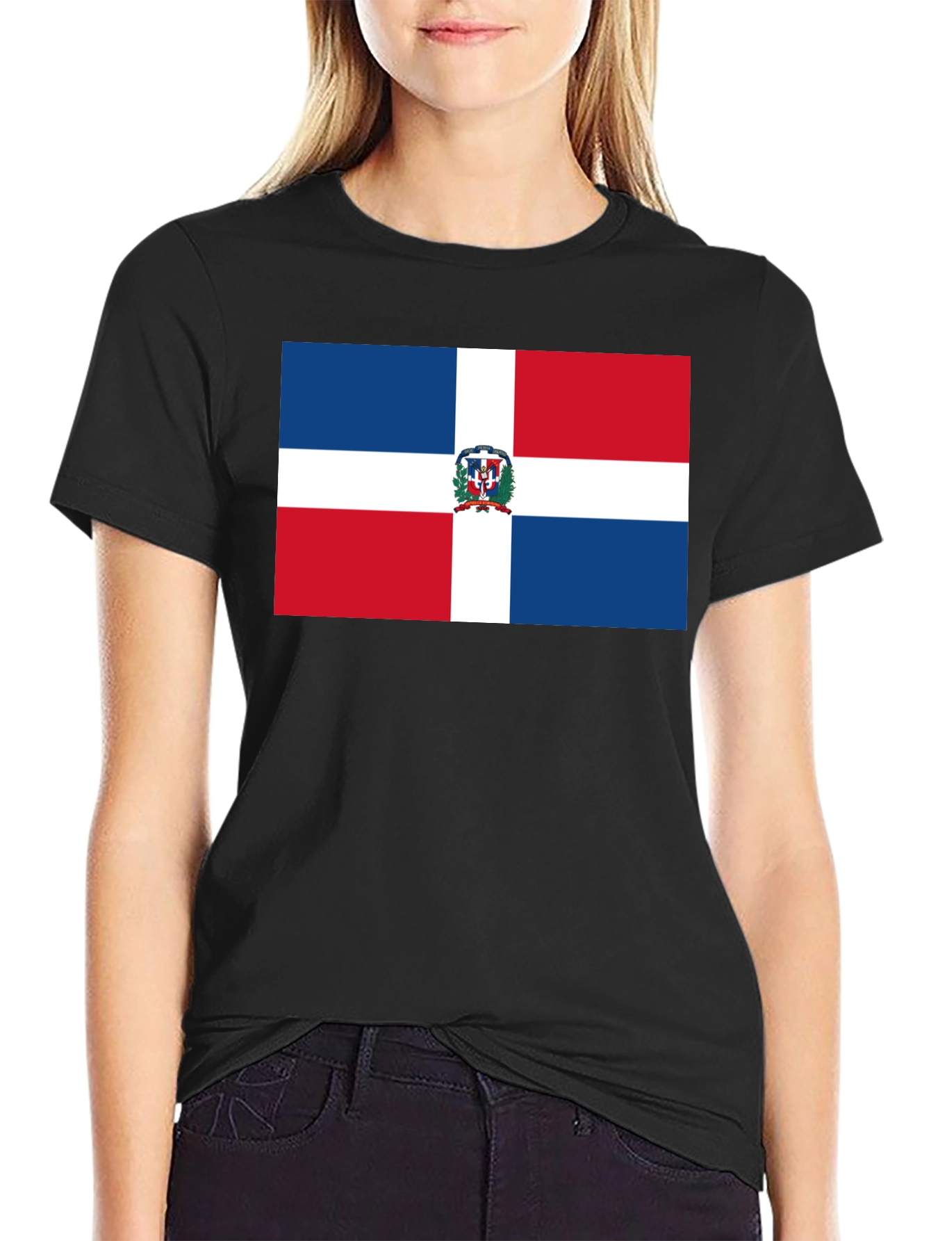 Dominican Republic Flag T-Shirt - Black
