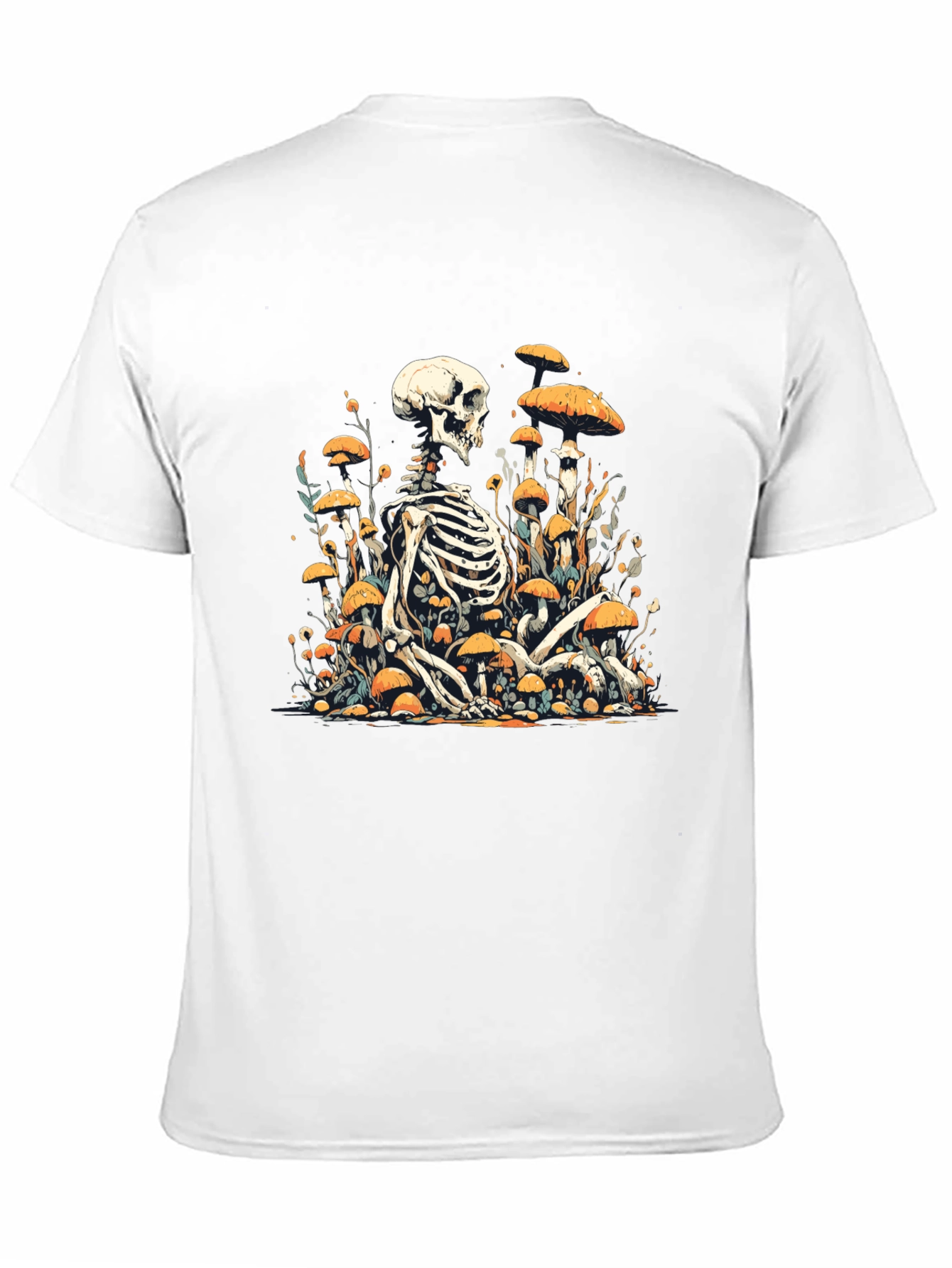 Skeleton in Mushroom Patch Graphic Tee - Black