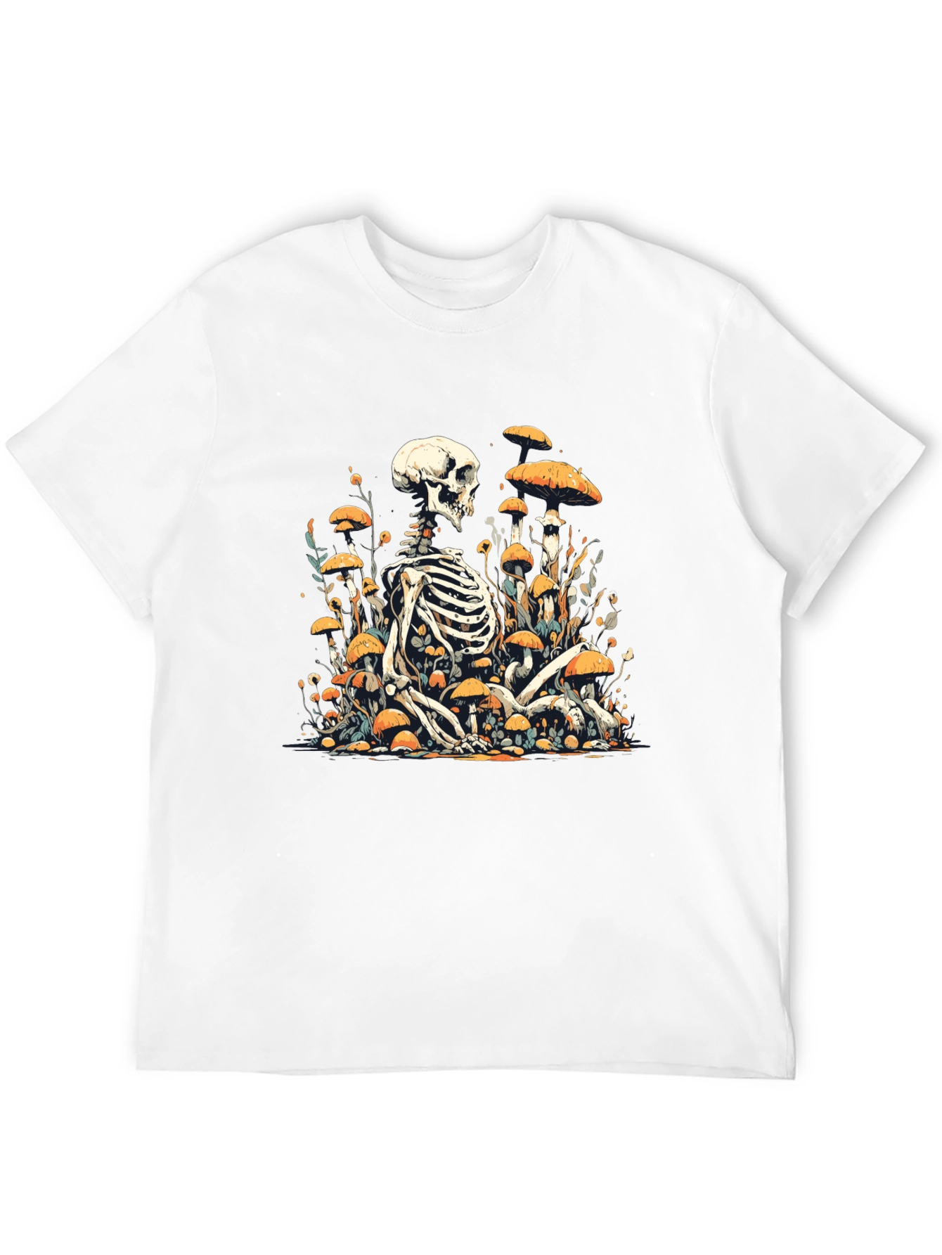 Skeleton in Mushroom Patch Graphic Tee - Black