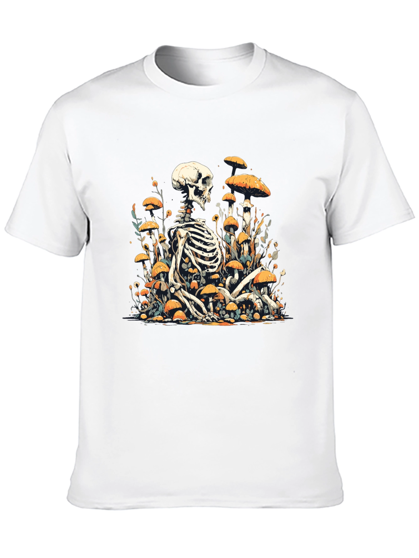 Skeleton in Mushroom Patch Graphic Tee - Black