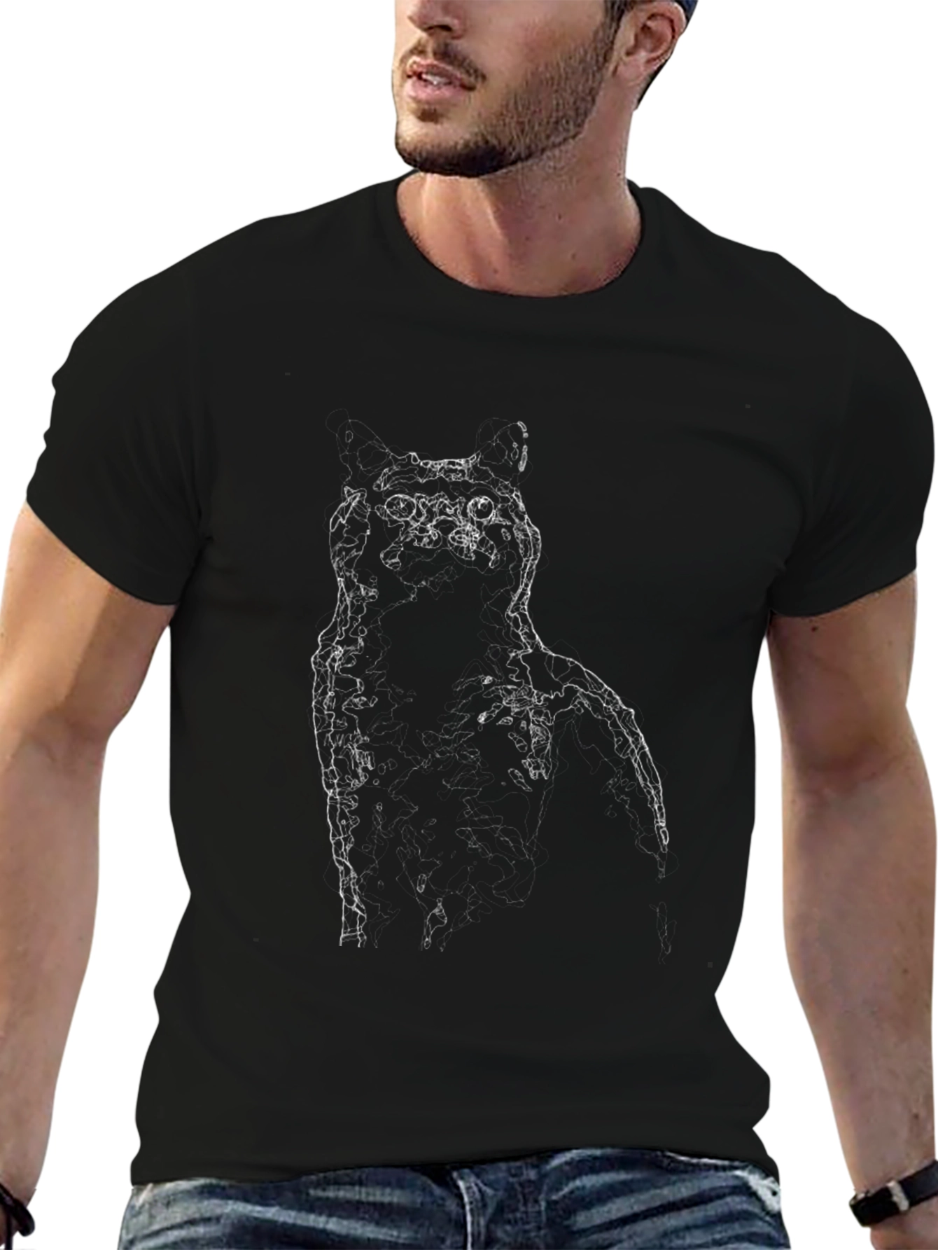 Cat Silhouette Black T-Shirt