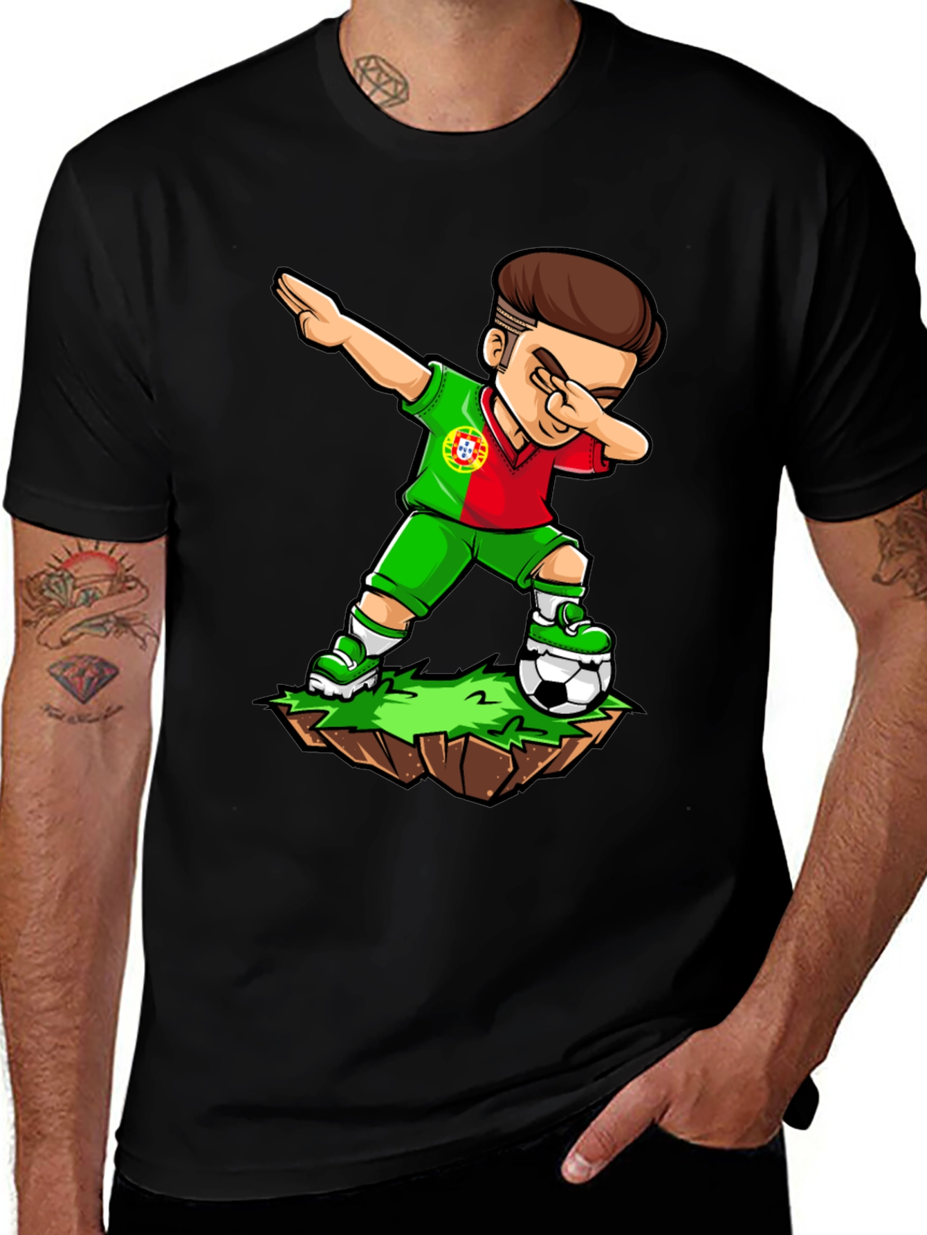 Portugal Soccer Dab Black T-Shirt