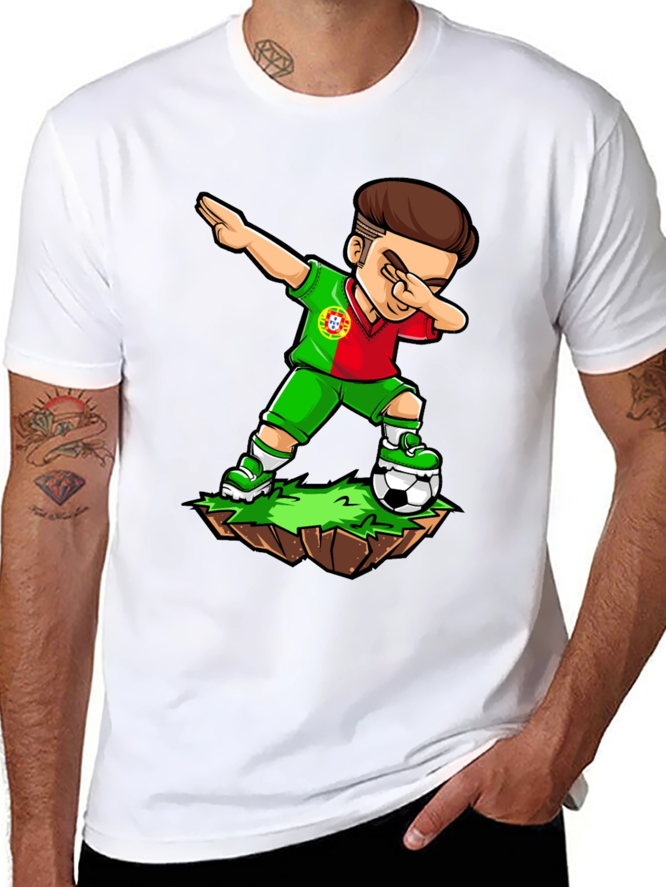 Portugal Soccer Dab Black T-Shirt