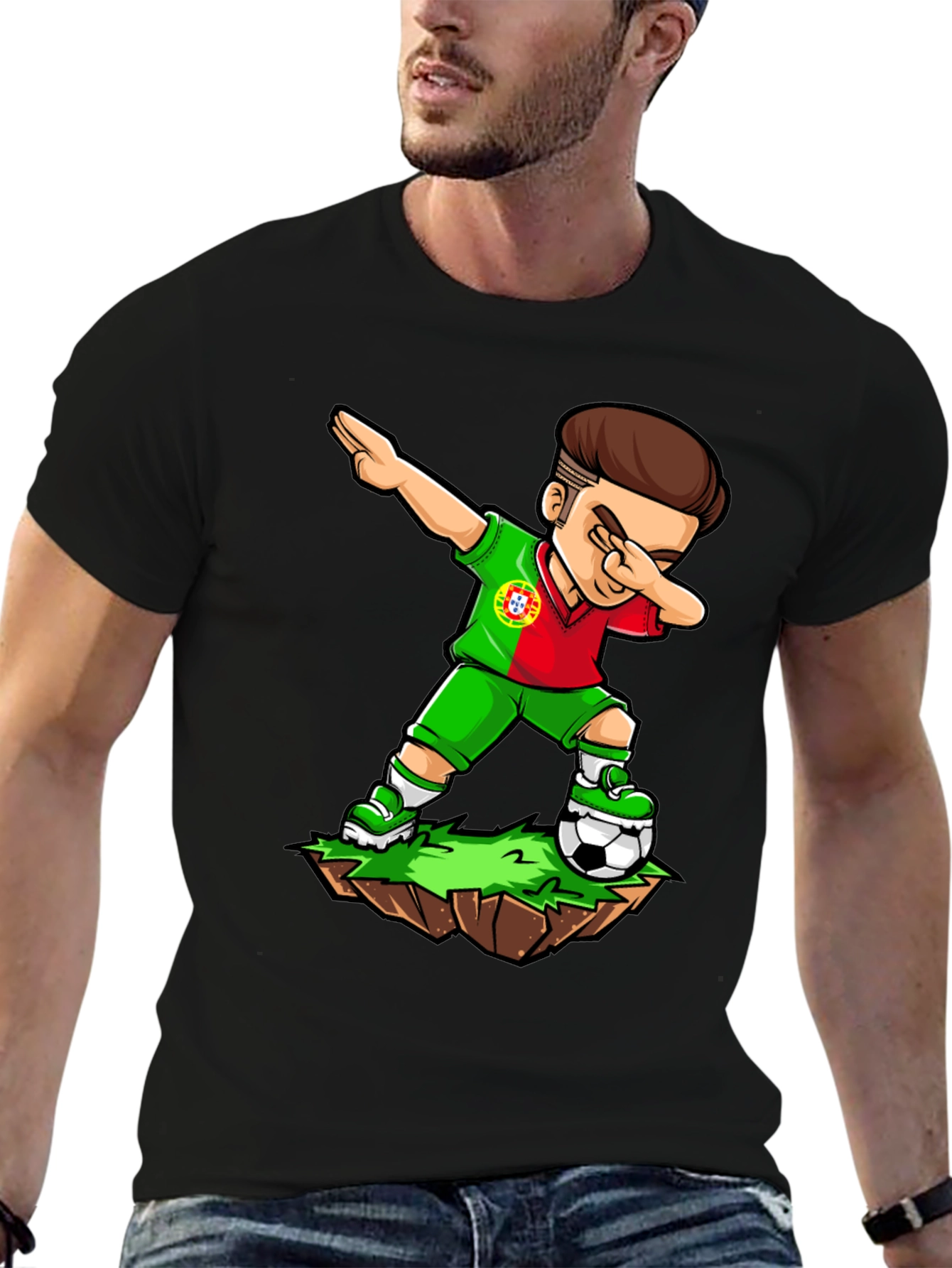Portugal Soccer Dab Black T-Shirt
