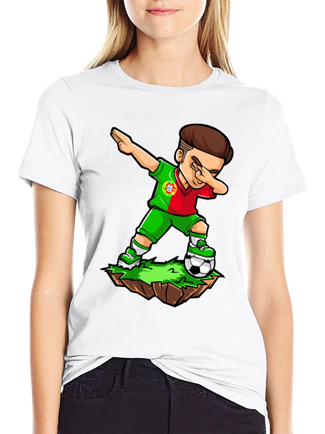 Portugal Soccer Dab Black T-Shirt