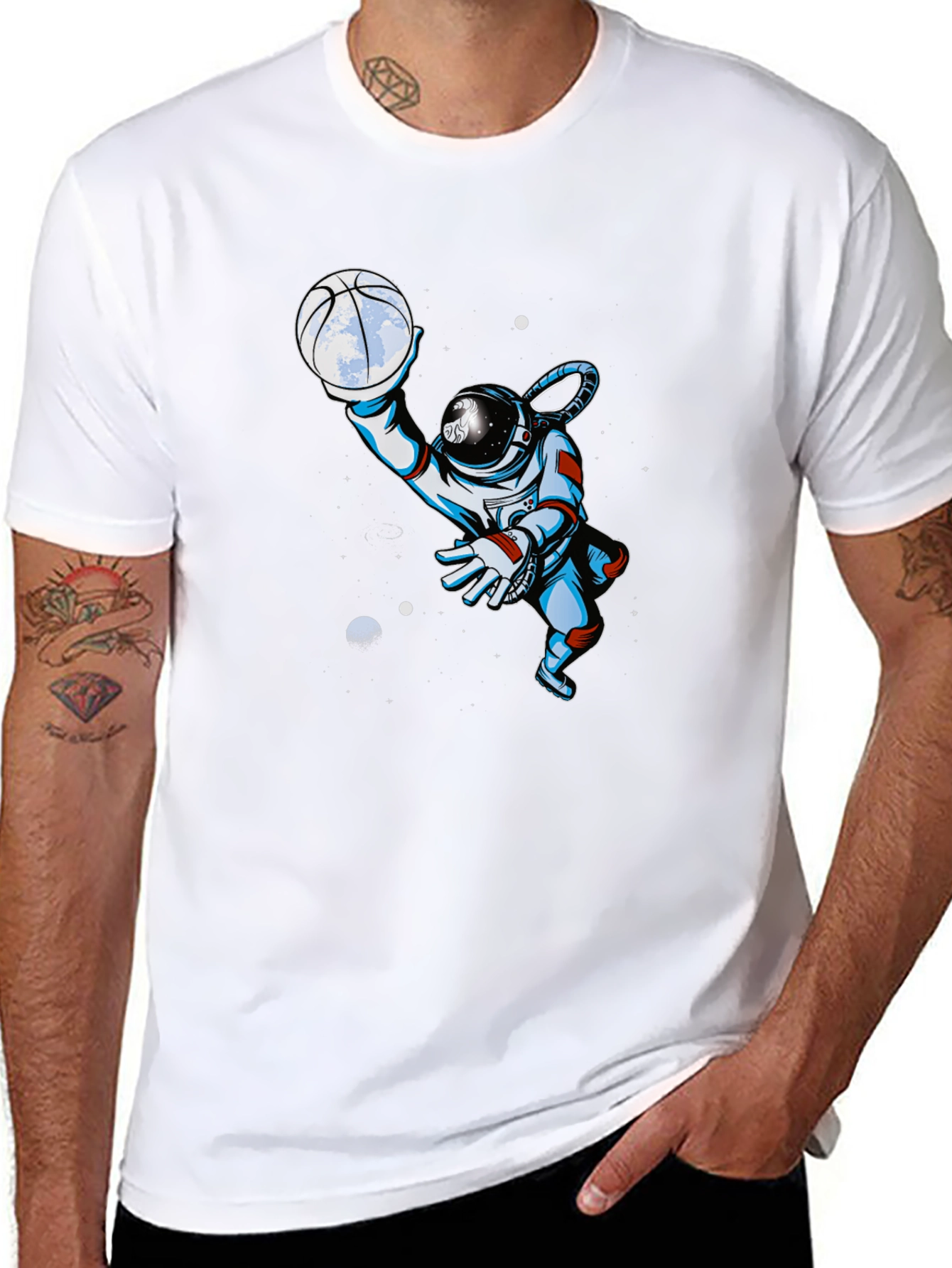 Astronaut Basketball T-Shirt - Space Dunk Style