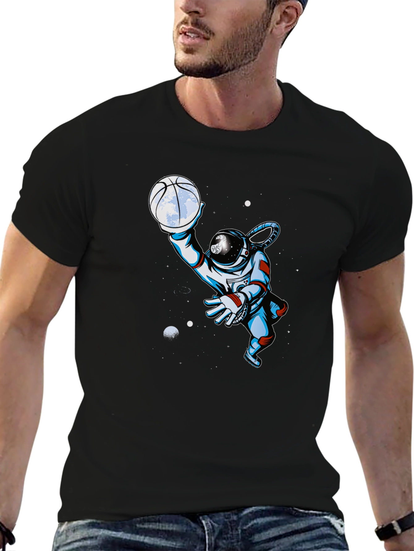 Astronaut Basketball T-Shirt - Space Dunk Style