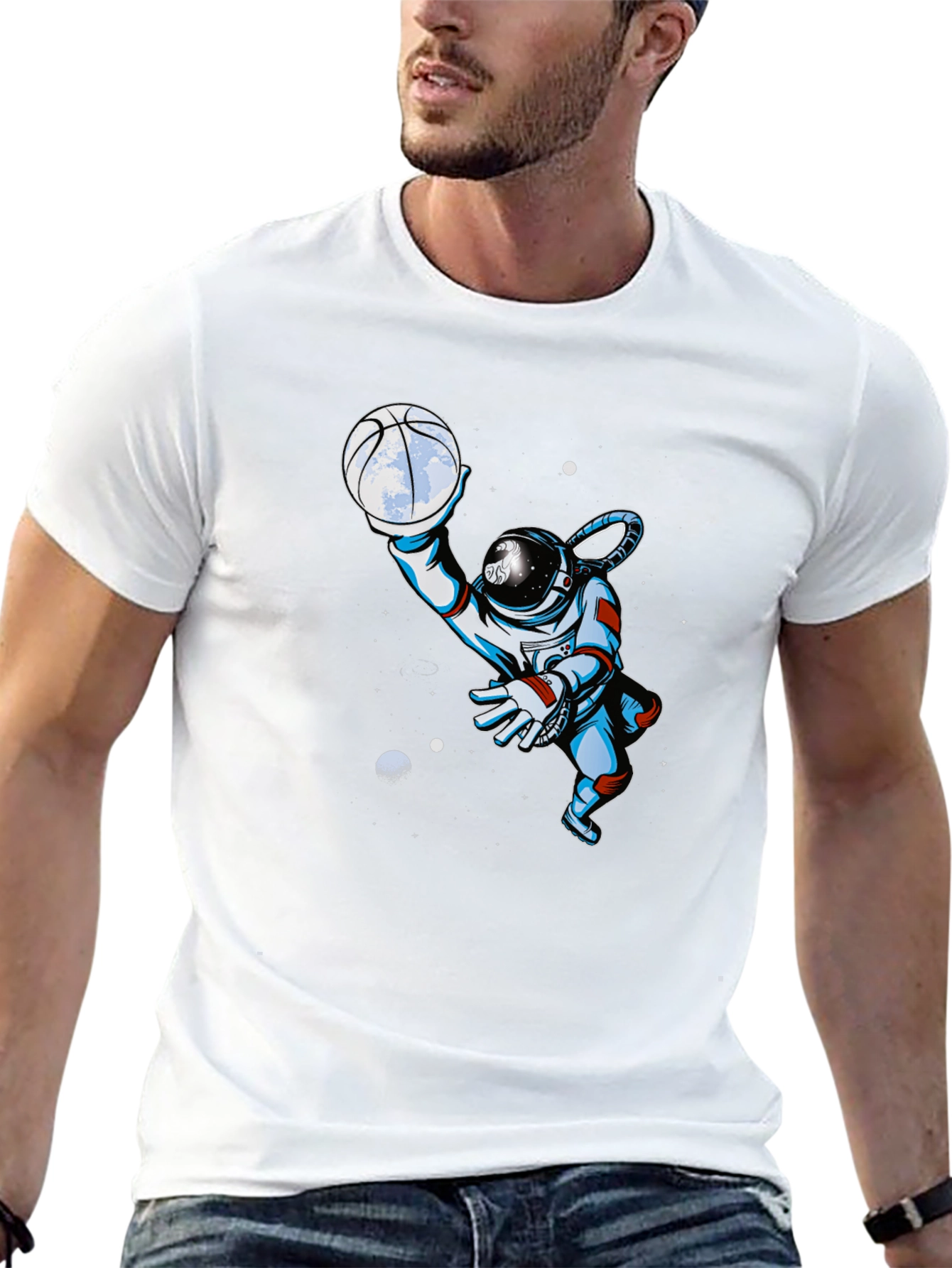 Astronaut Basketball T-Shirt - Space Dunk Style
