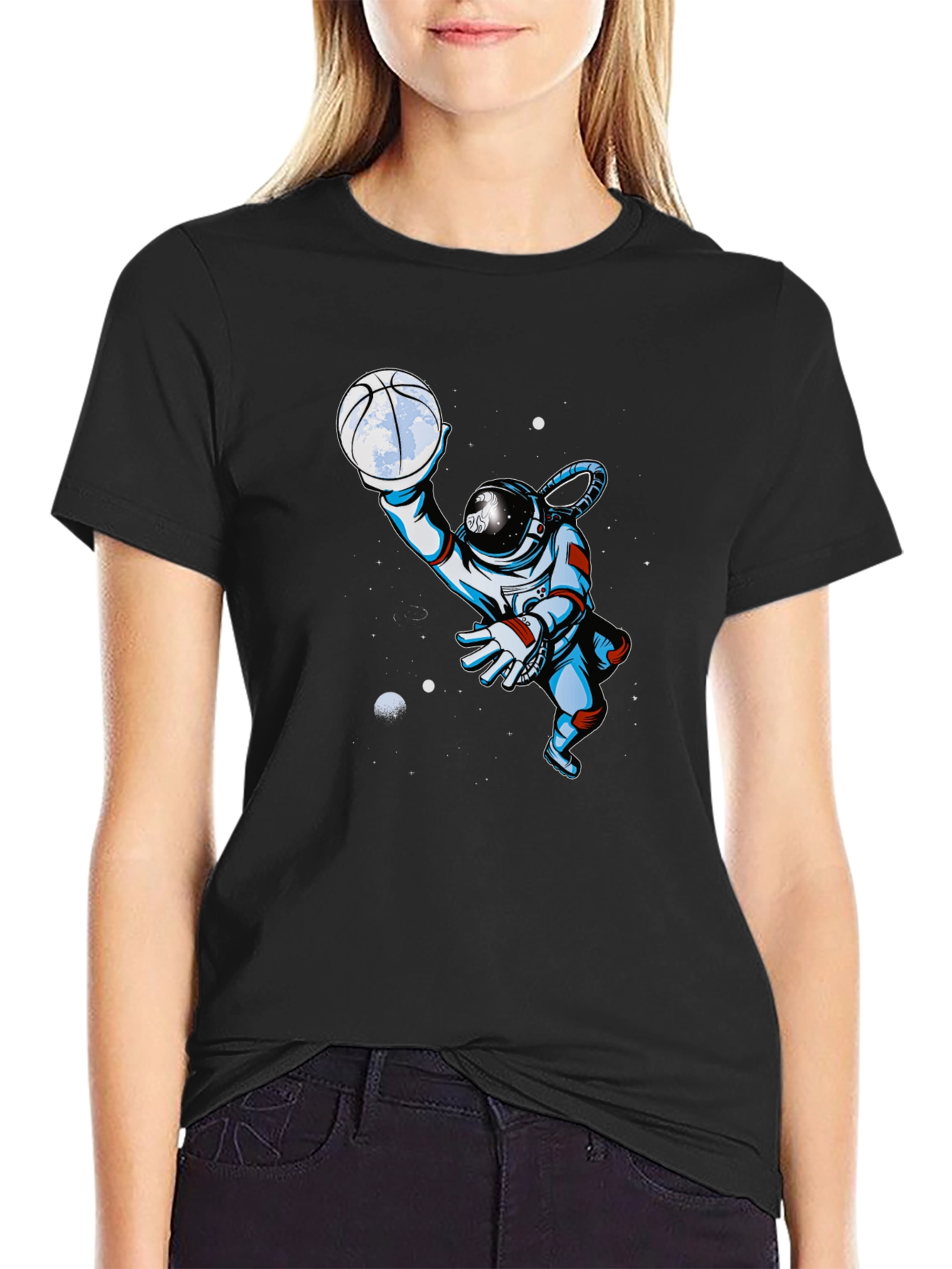 Astronaut Basketball T-Shirt - Space Dunk Style