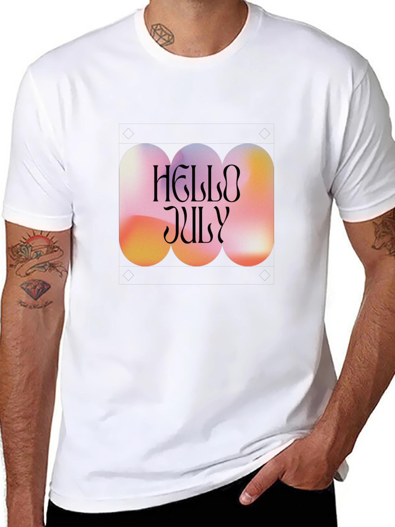 Hello July Graphic Tee - Trendy Summer Style