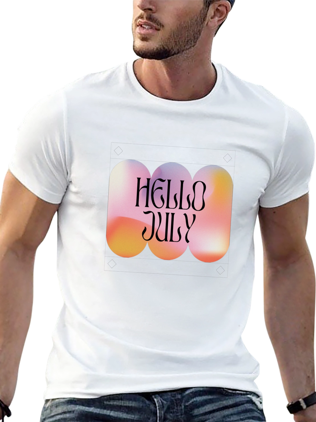 Hello July Graphic Tee - Trendy Summer Style