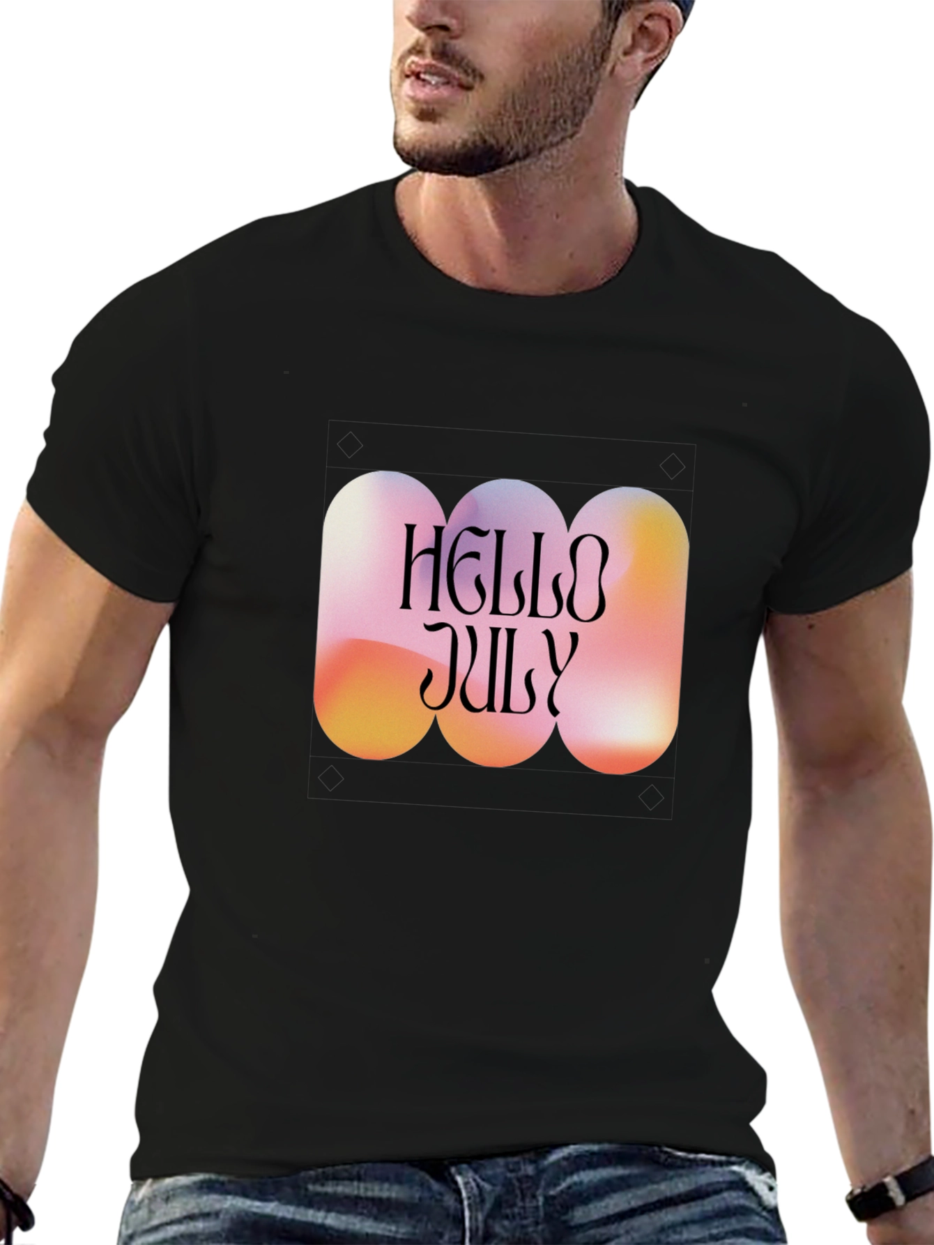 Hello July Graphic Tee - Trendy Summer Style