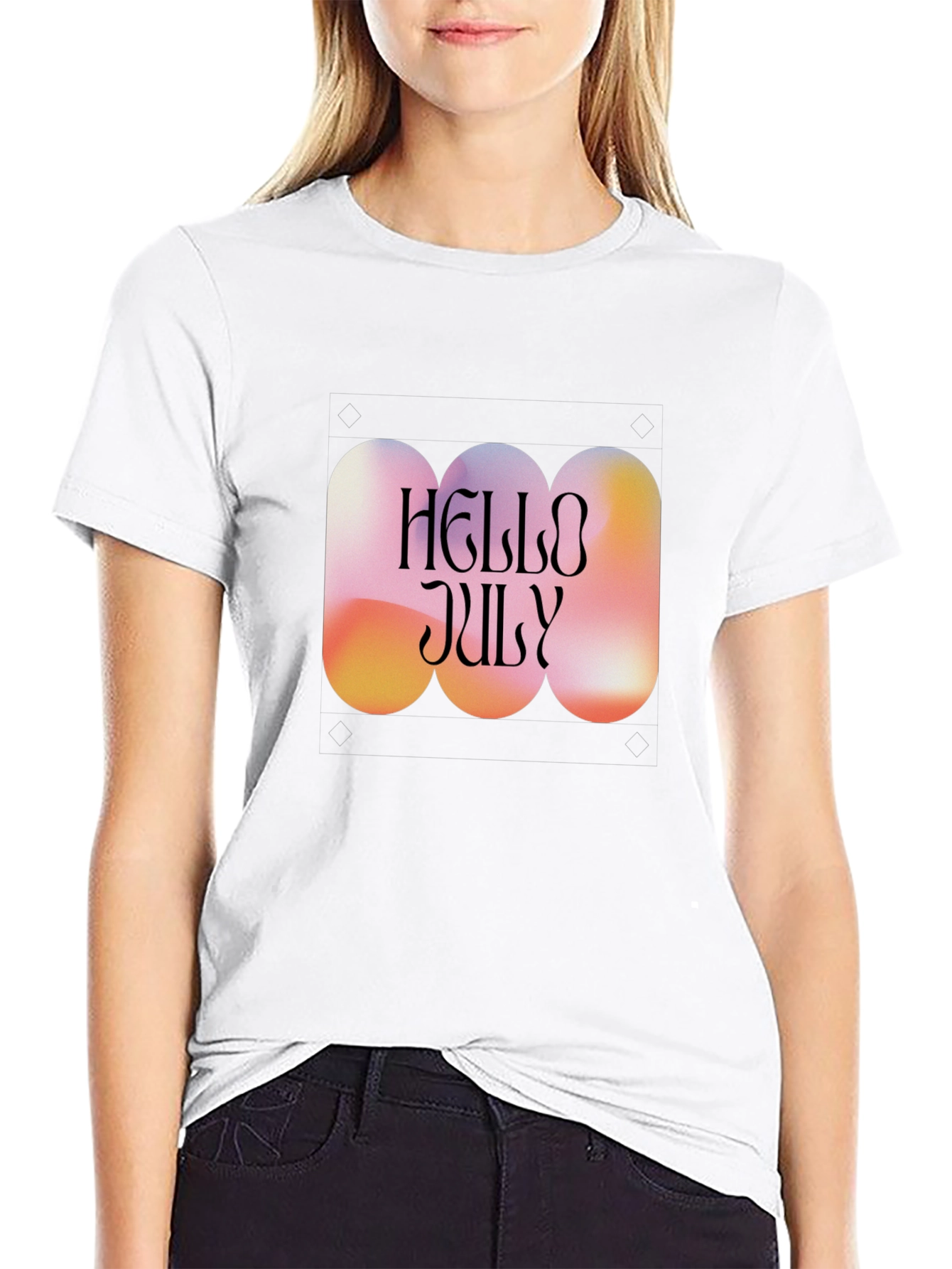 Hello July Graphic Tee - Trendy Summer Style