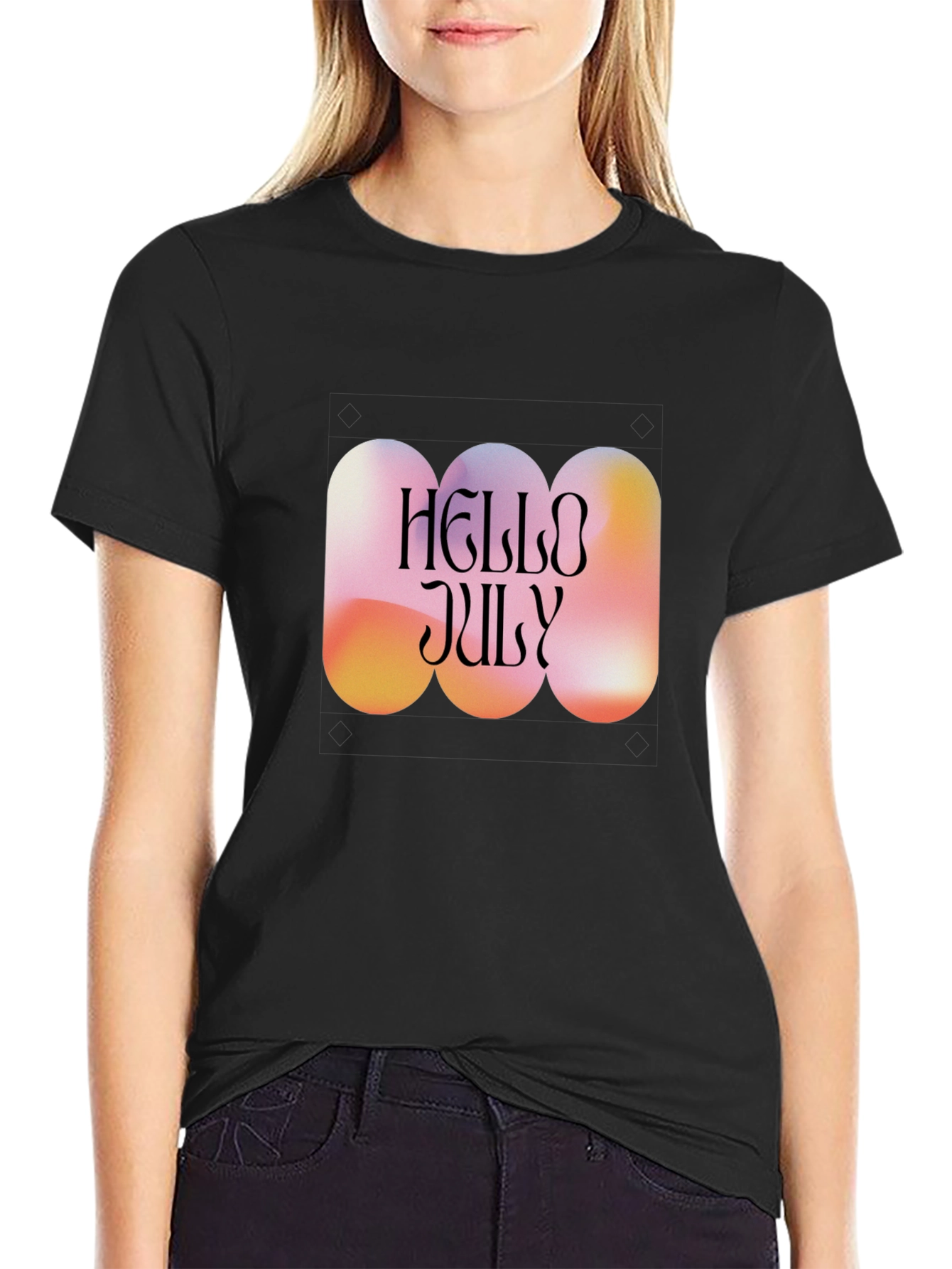 Hello July Graphic Tee - Trendy Summer Style
