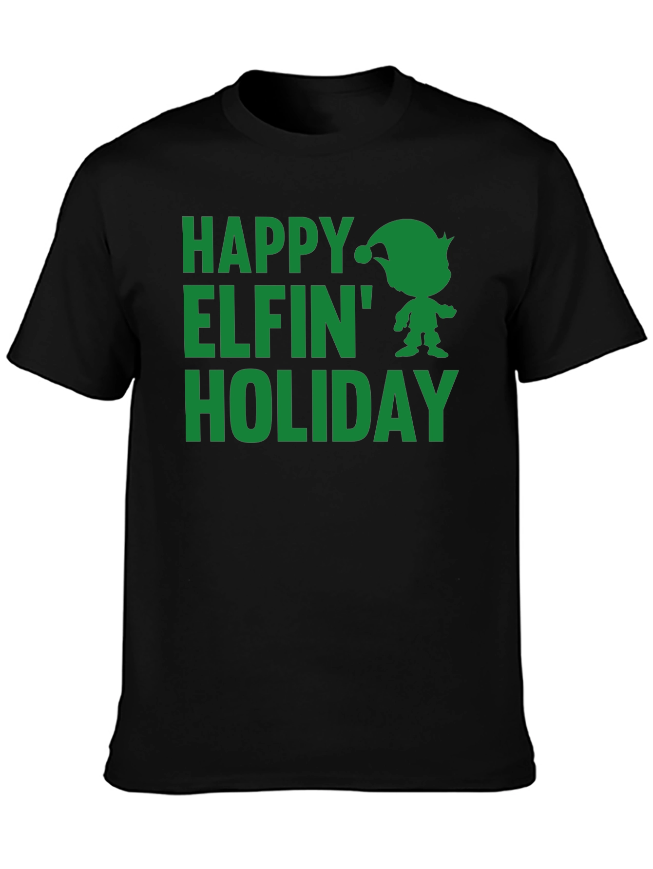 Happy Elfin Holiday Black T-Shirt