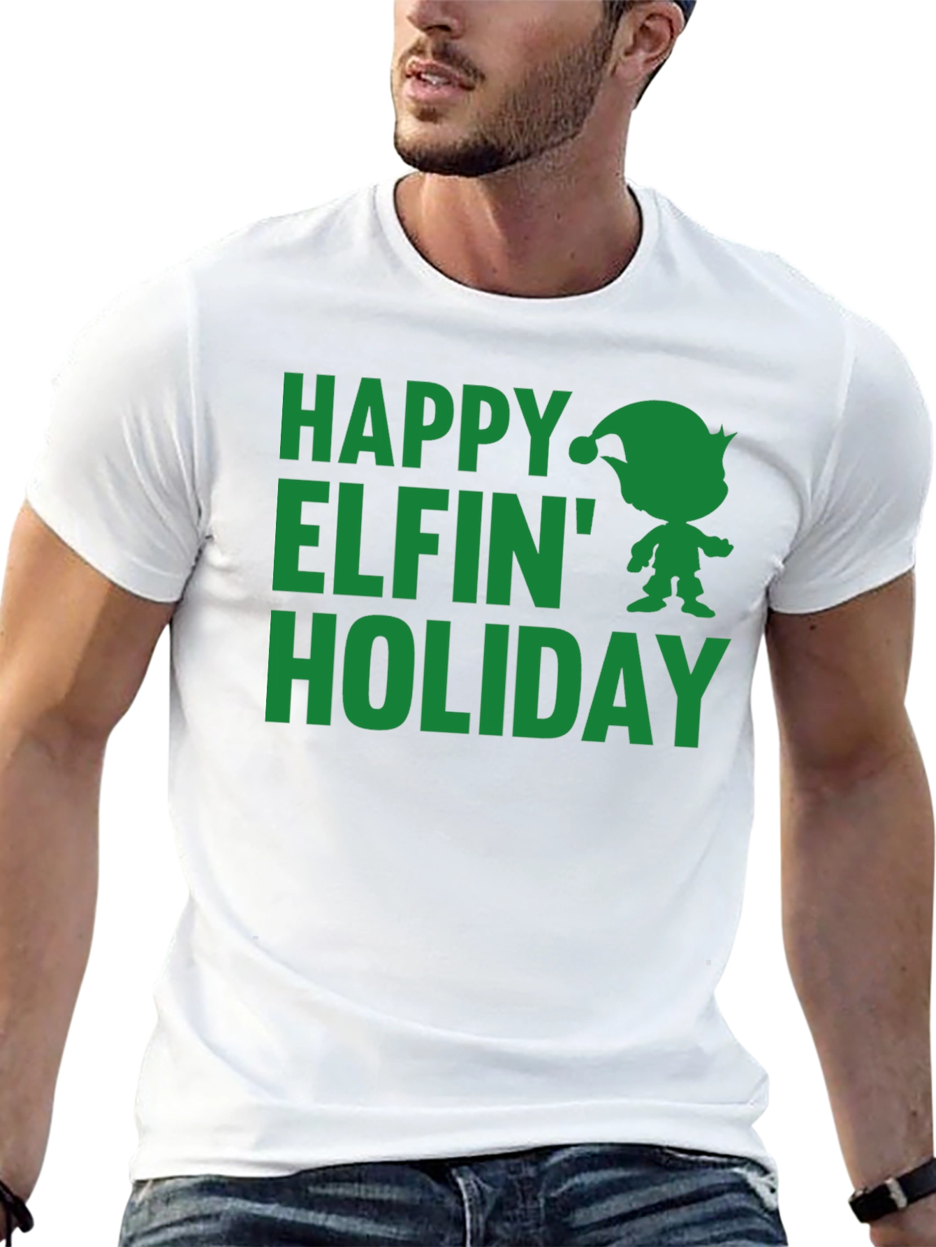 Happy Elfin Holiday Black T-Shirt