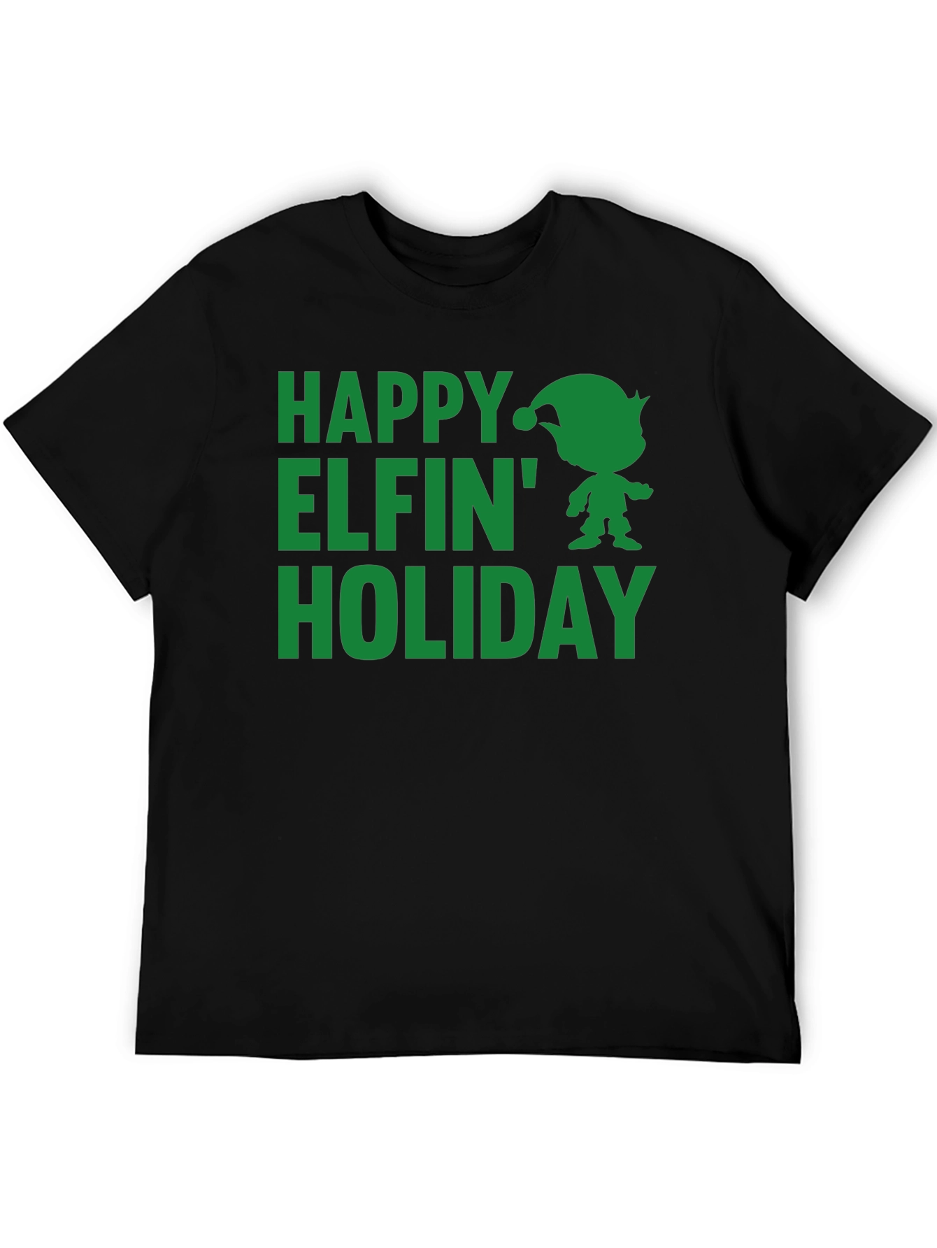 Happy Elfin Holiday Black T-Shirt