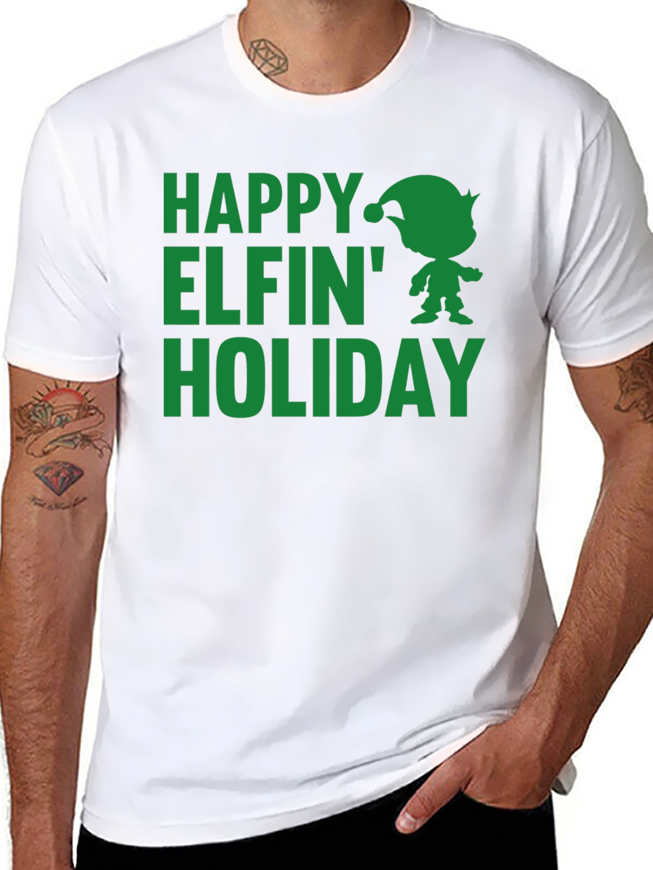 Happy Elfin Holiday Black T-Shirt