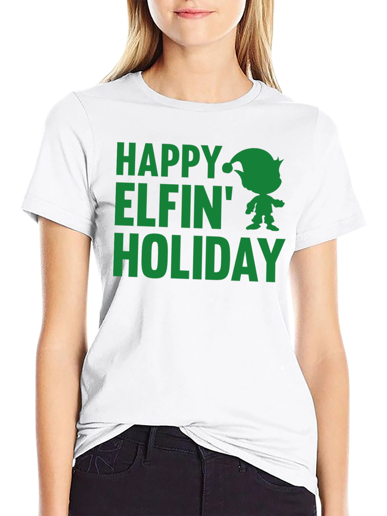 Happy Elfin Holiday Black T-Shirt