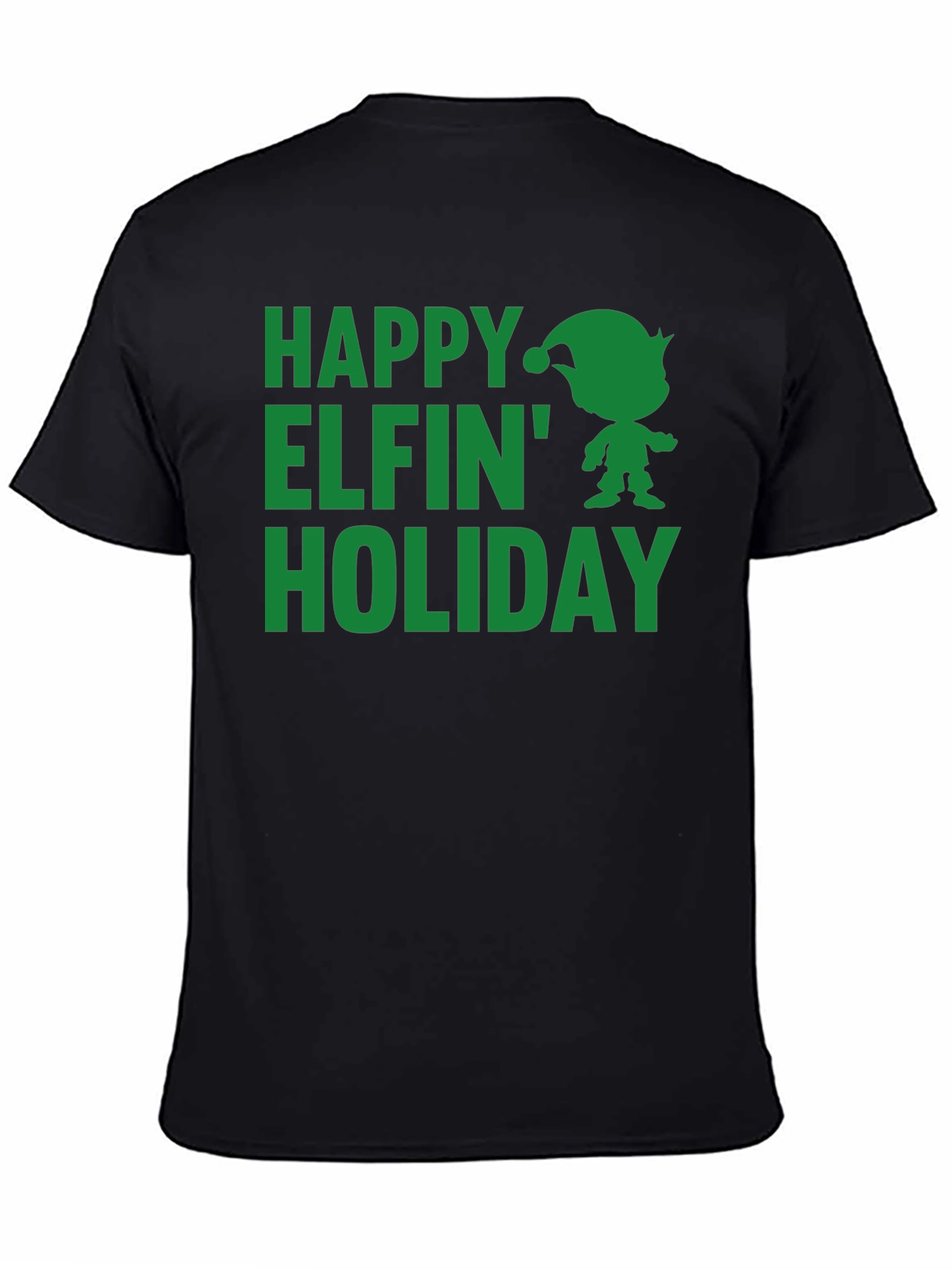 Happy Elfin Holiday Black T-Shirt