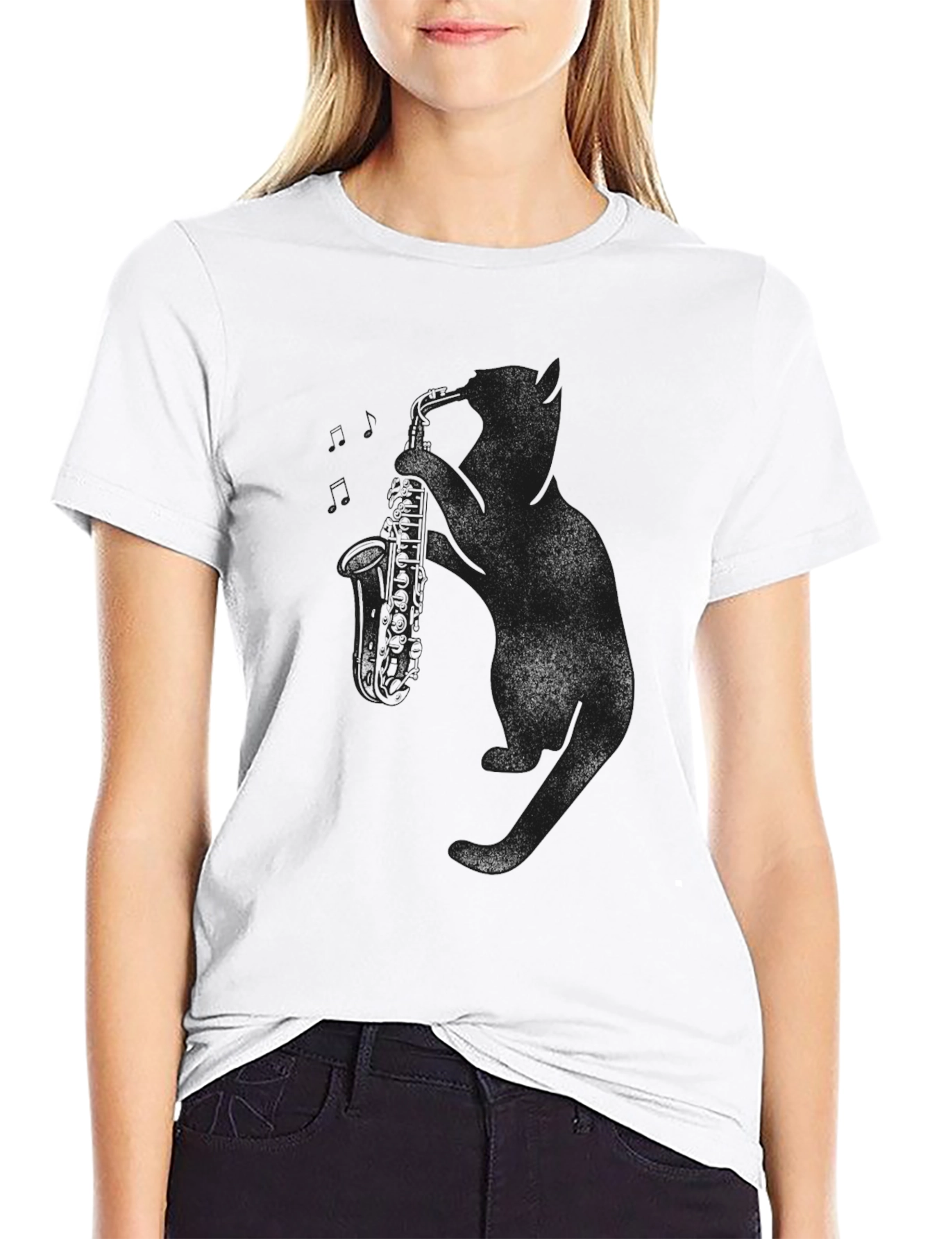 Classic Black Saxophone Silhouette Tee