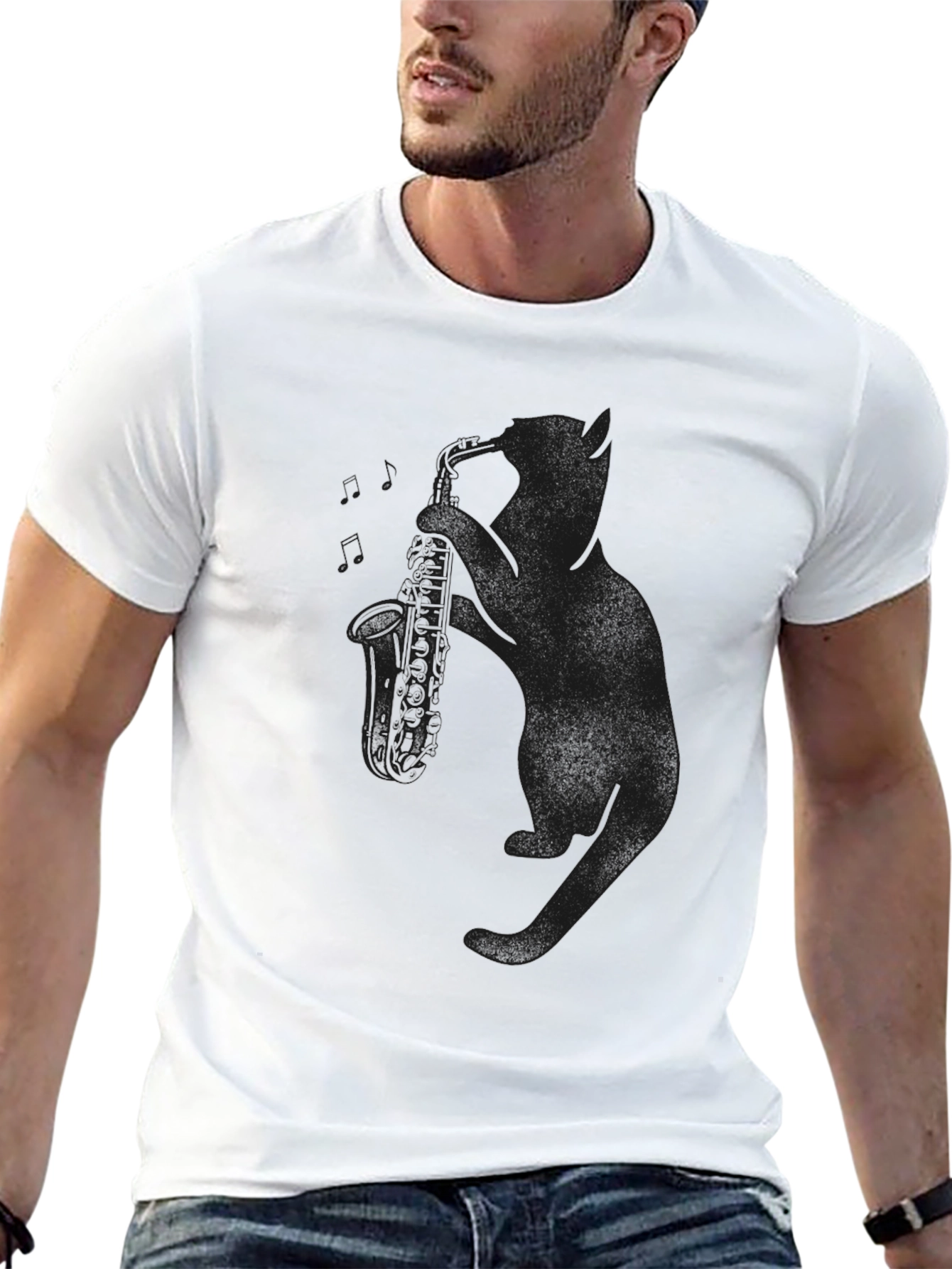 Classic Black Saxophone Silhouette Tee
