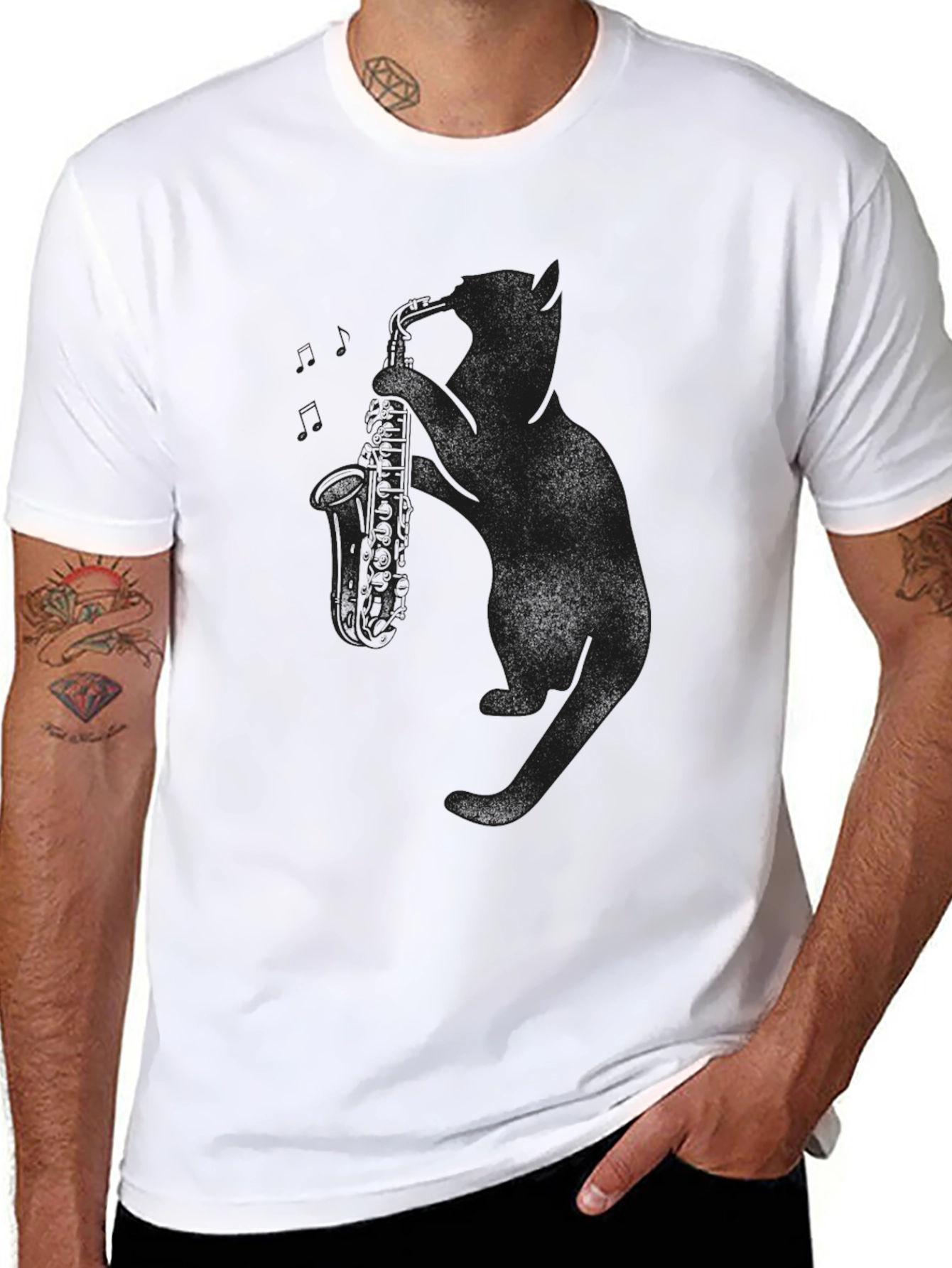 Classic Black Saxophone Silhouette Tee