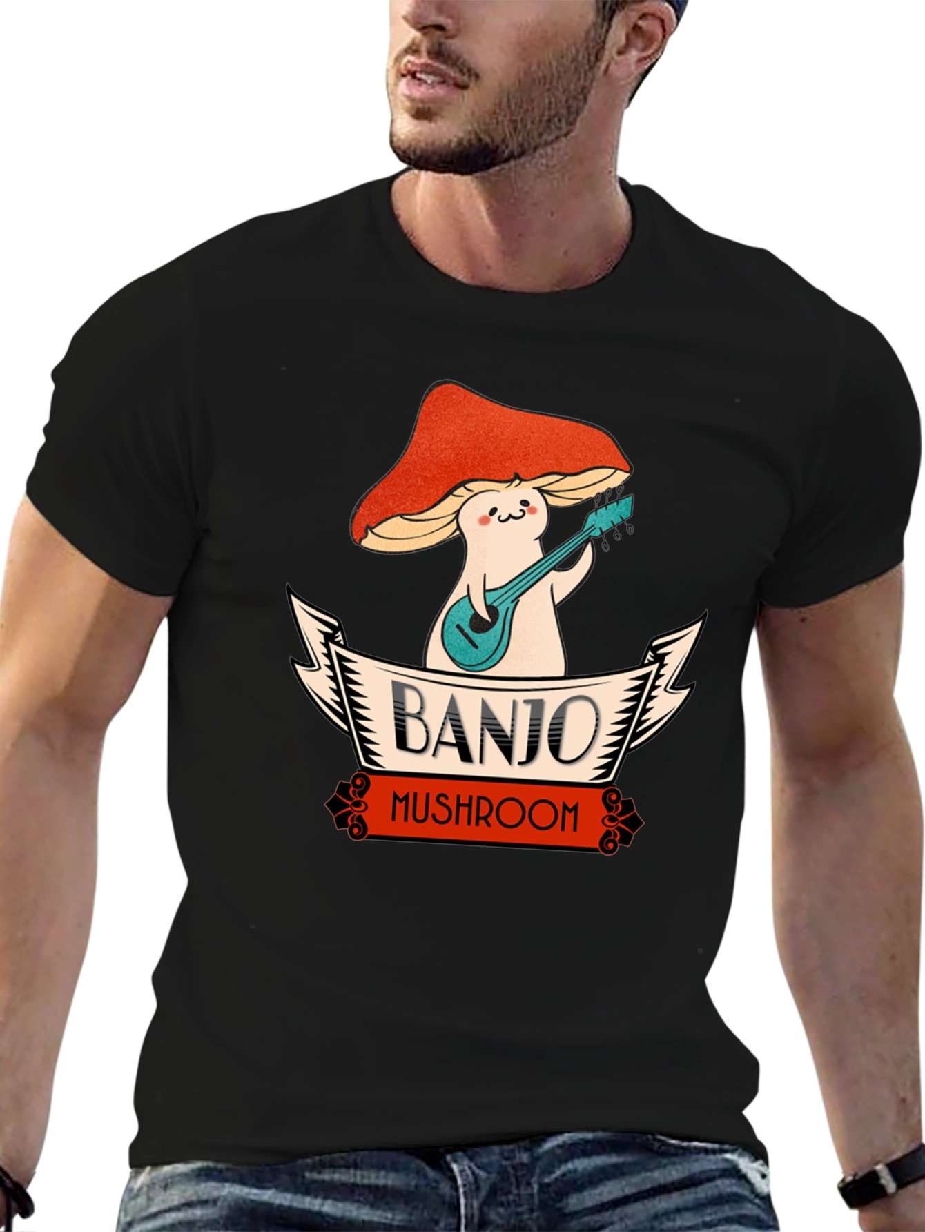 Banjo Mushroom Graphic T-Shirt