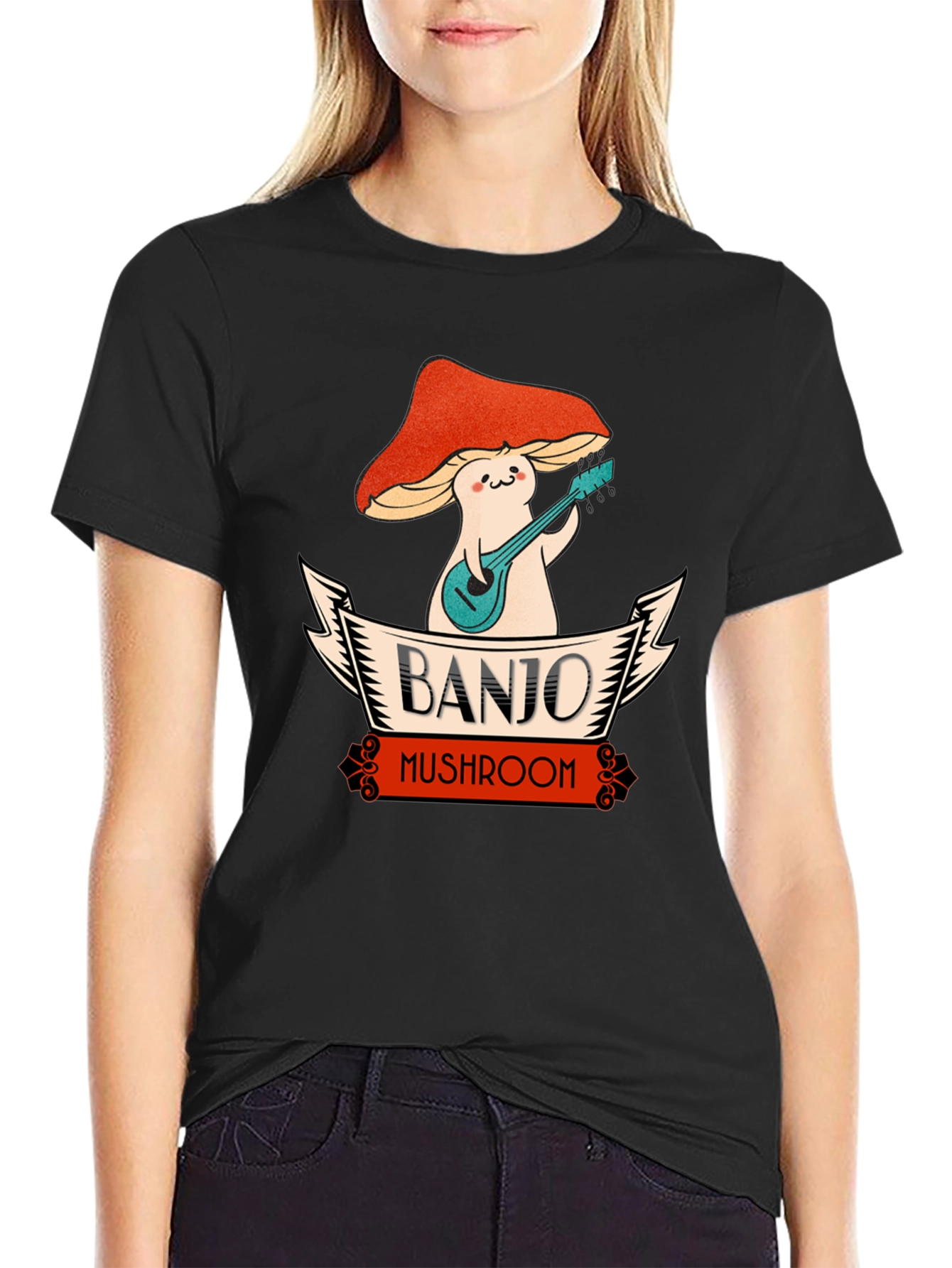 Banjo Mushroom Graphic T-Shirt