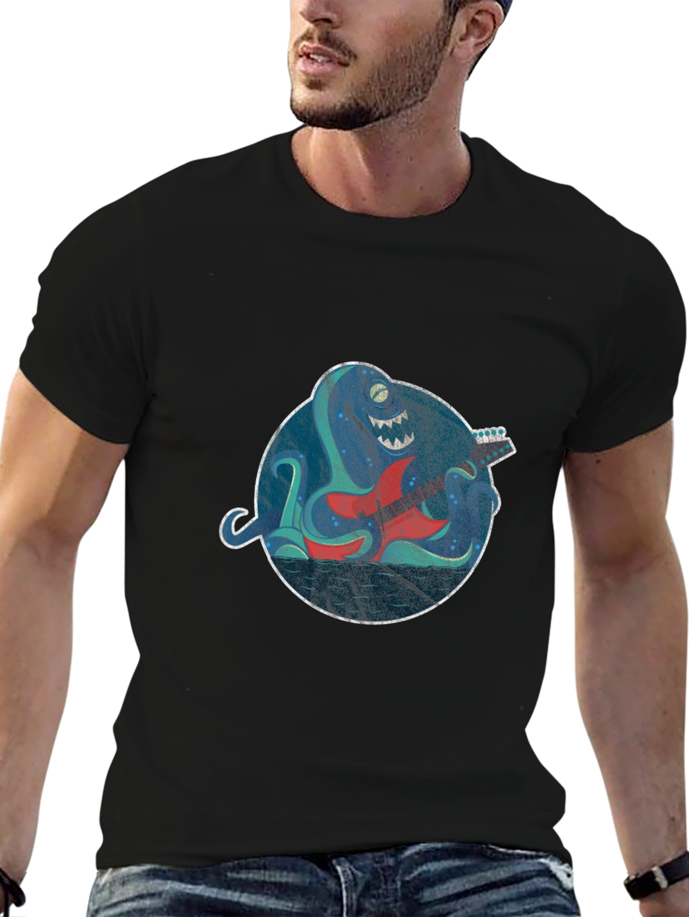 Octopus Guitar Player Graphic Tee