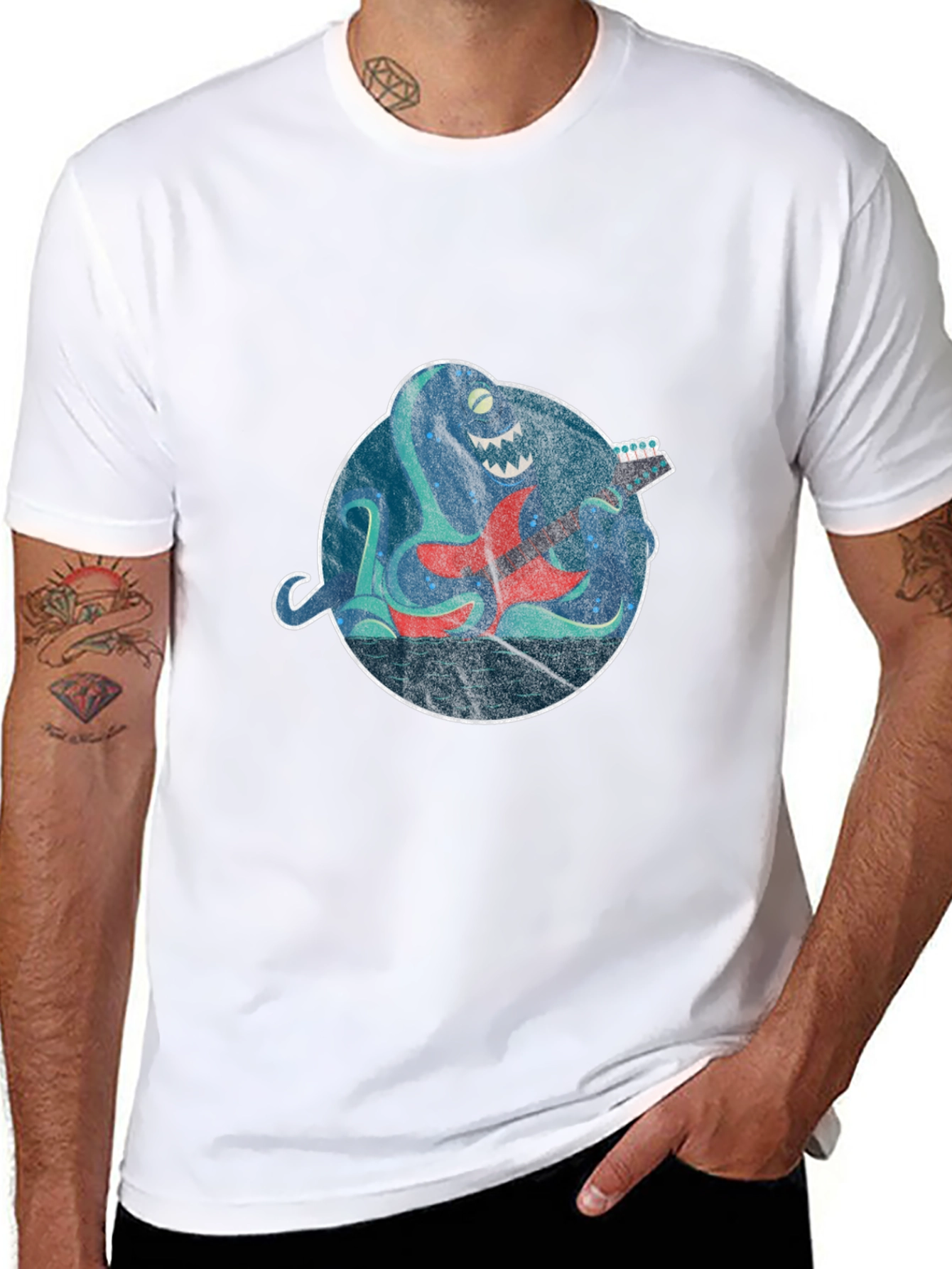 Octopus Guitar Player Graphic Tee