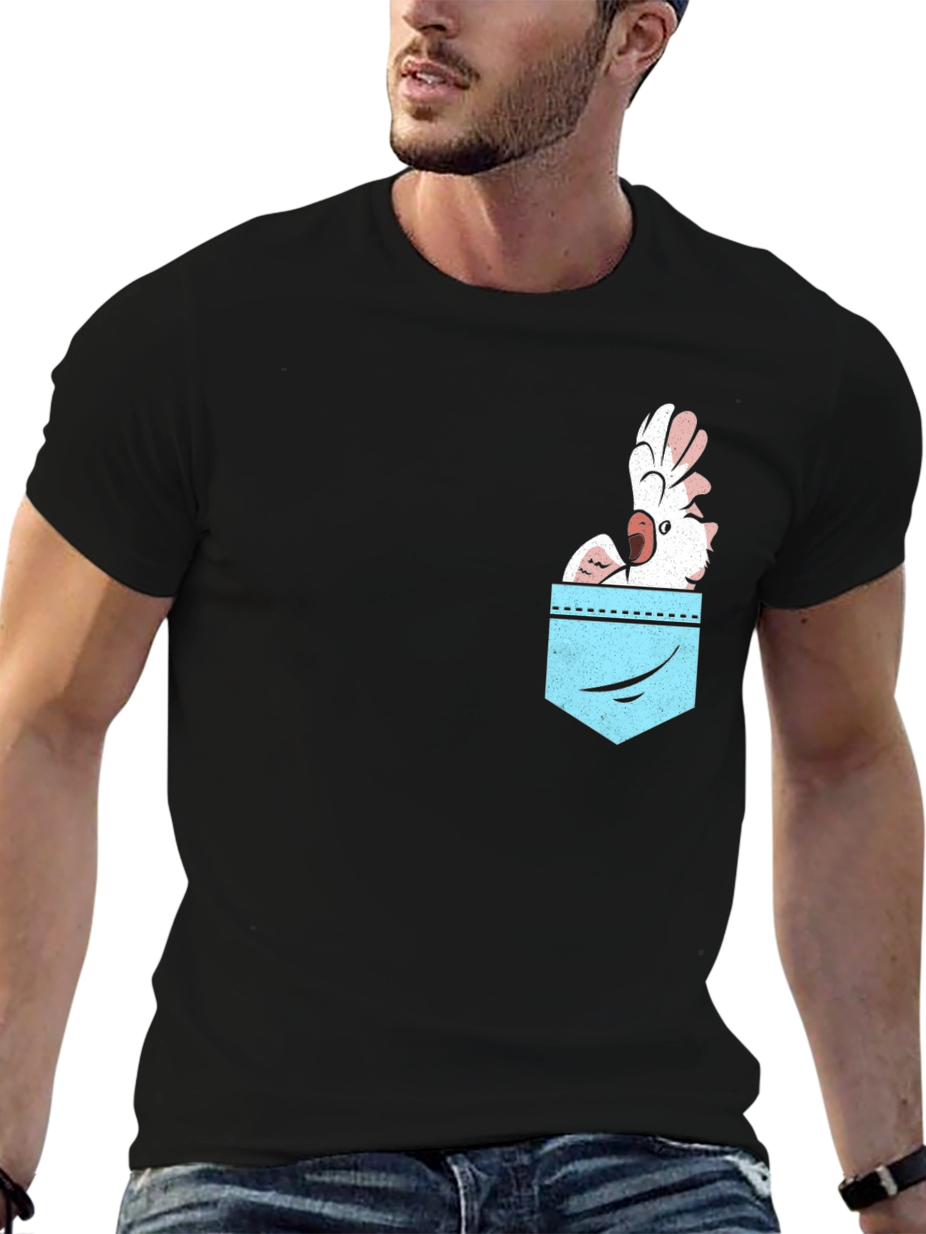 Cockatoo Pocket Graphic Tee - Bird Lovers Shirt