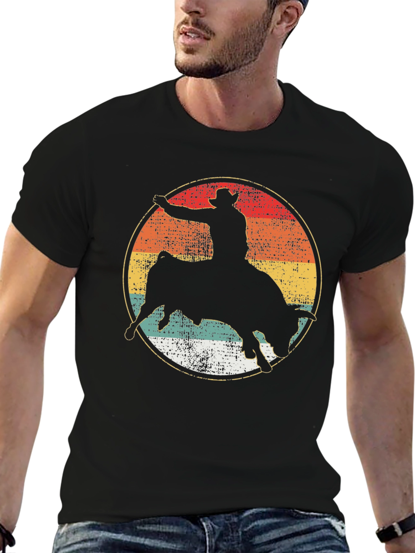 Rodeo Bull Rider Silhouette Graphic Tee
