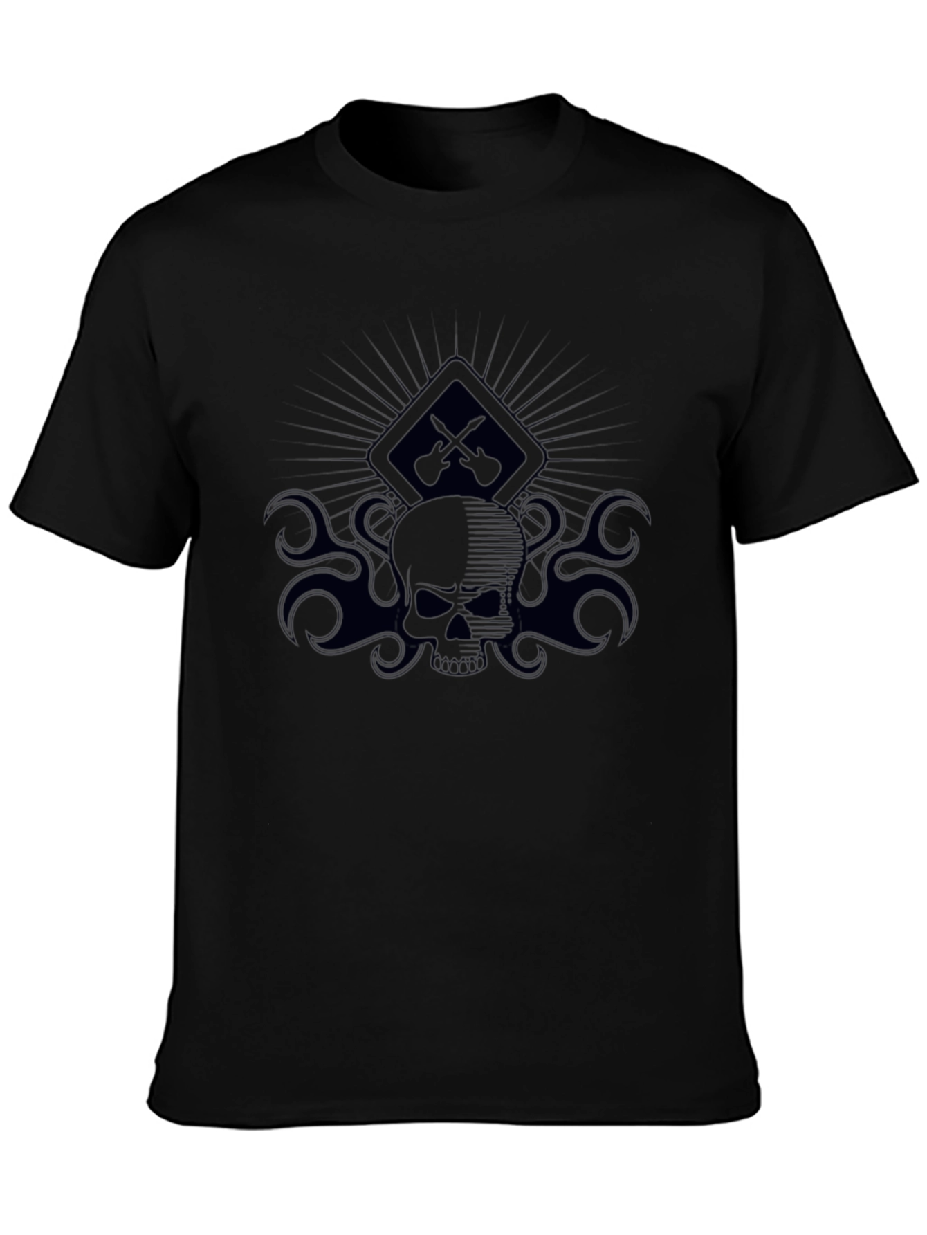 Skull & Guitars Graphic Tee - Mens Black T-Shirt