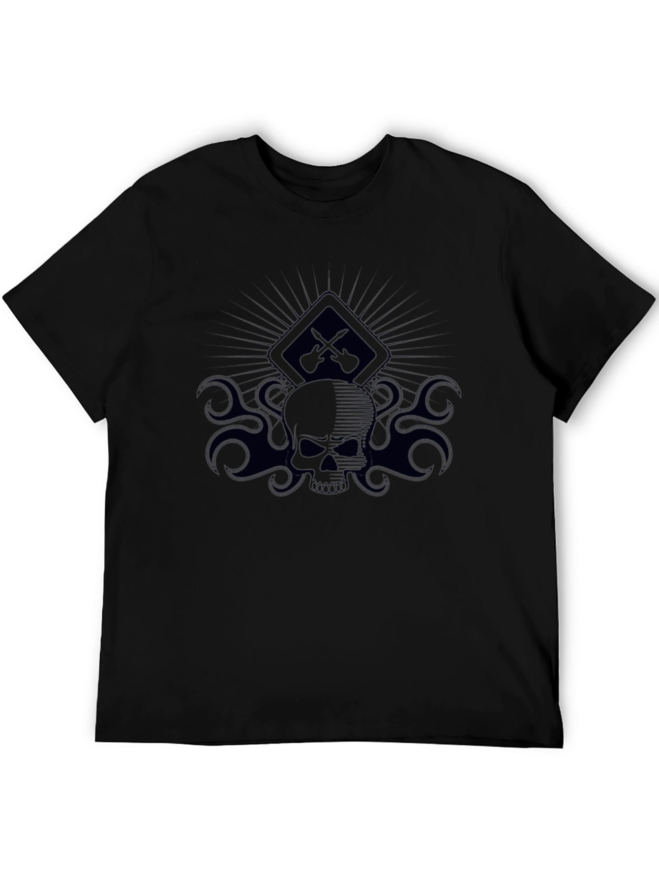 Skull & Guitars Graphic Tee - Mens Black T-Shirt