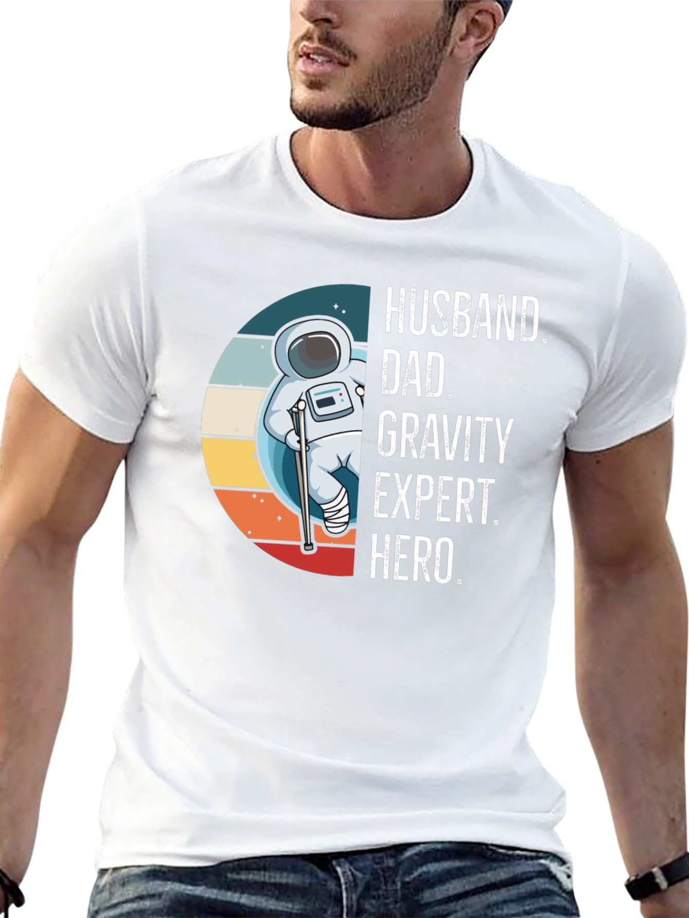 Husband Dad Gravity Expert Hero Graphic Tee