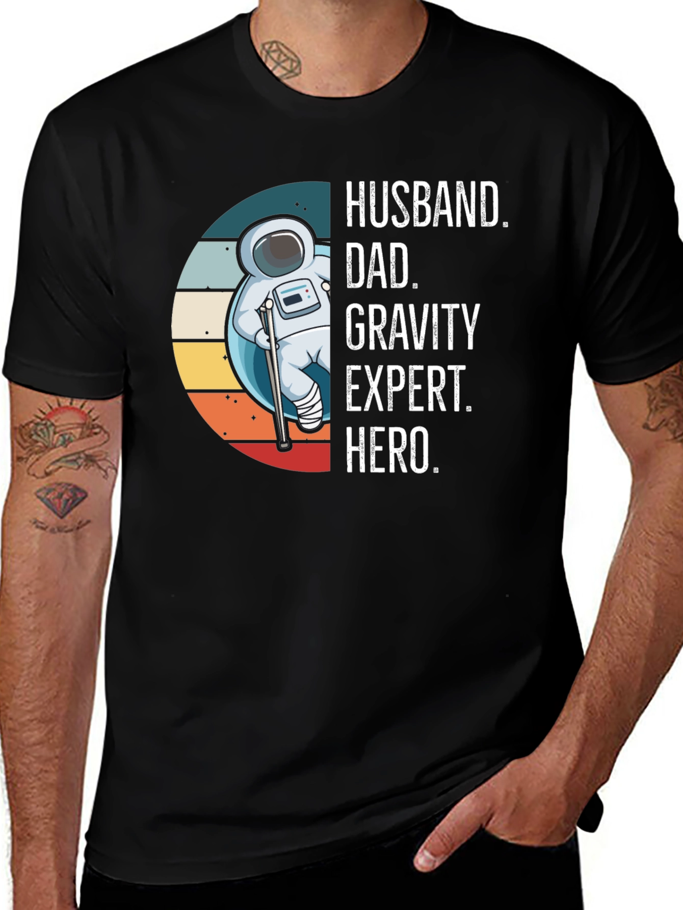 Husband Dad Gravity Expert Hero Graphic Tee