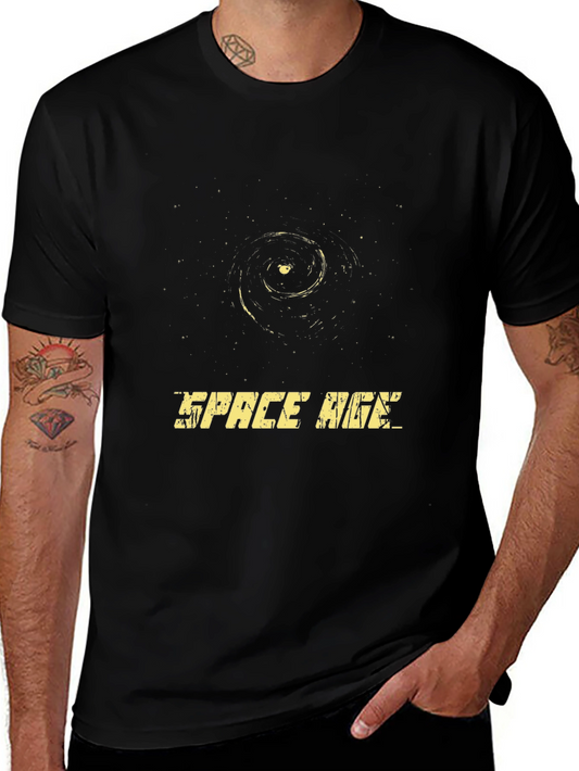Space Age Black T-Shirt - Galaxy Graphic Tee