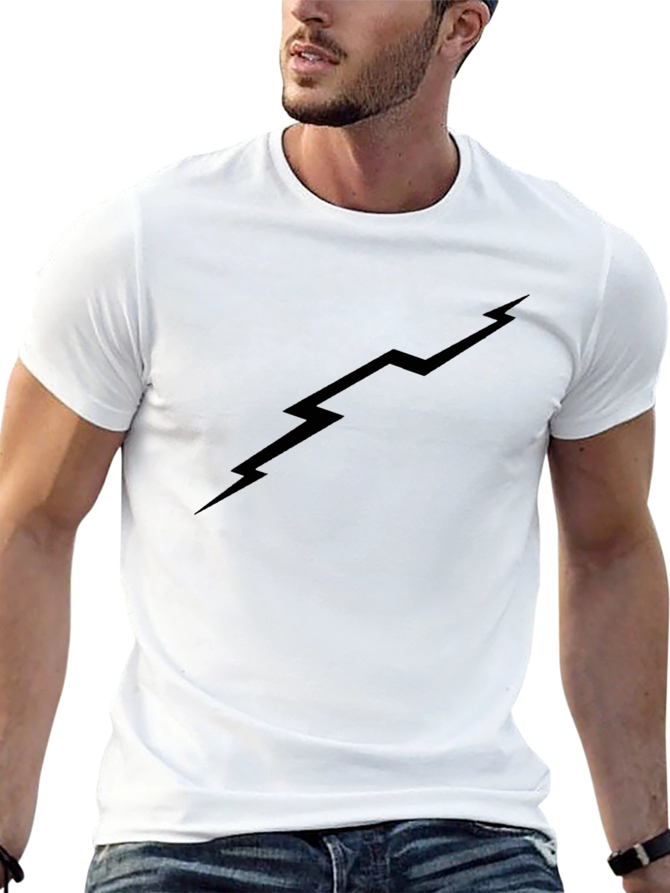 Black Lightning Bolt Graphic T-Shirt