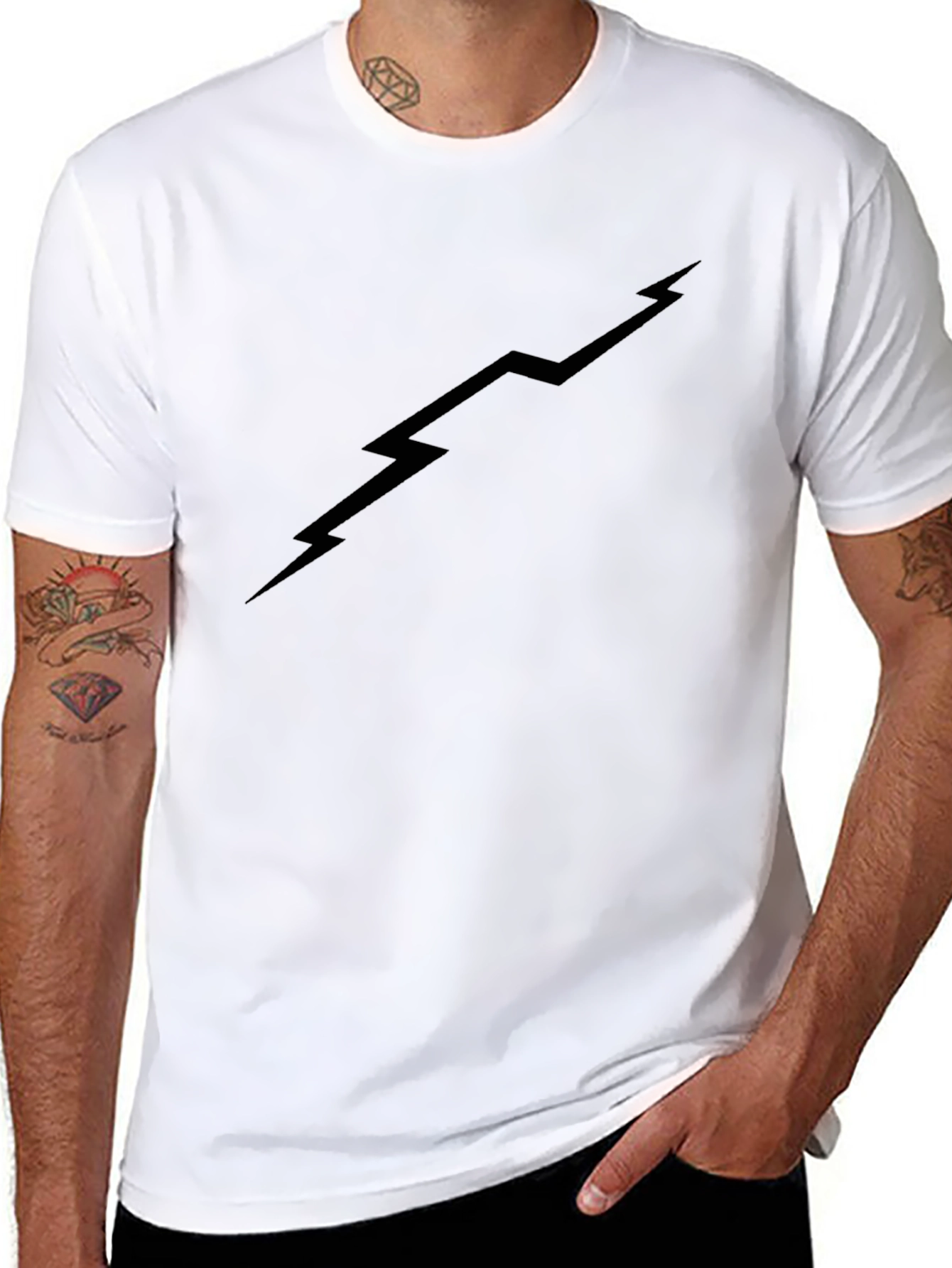 Black Lightning Bolt Graphic T-Shirt