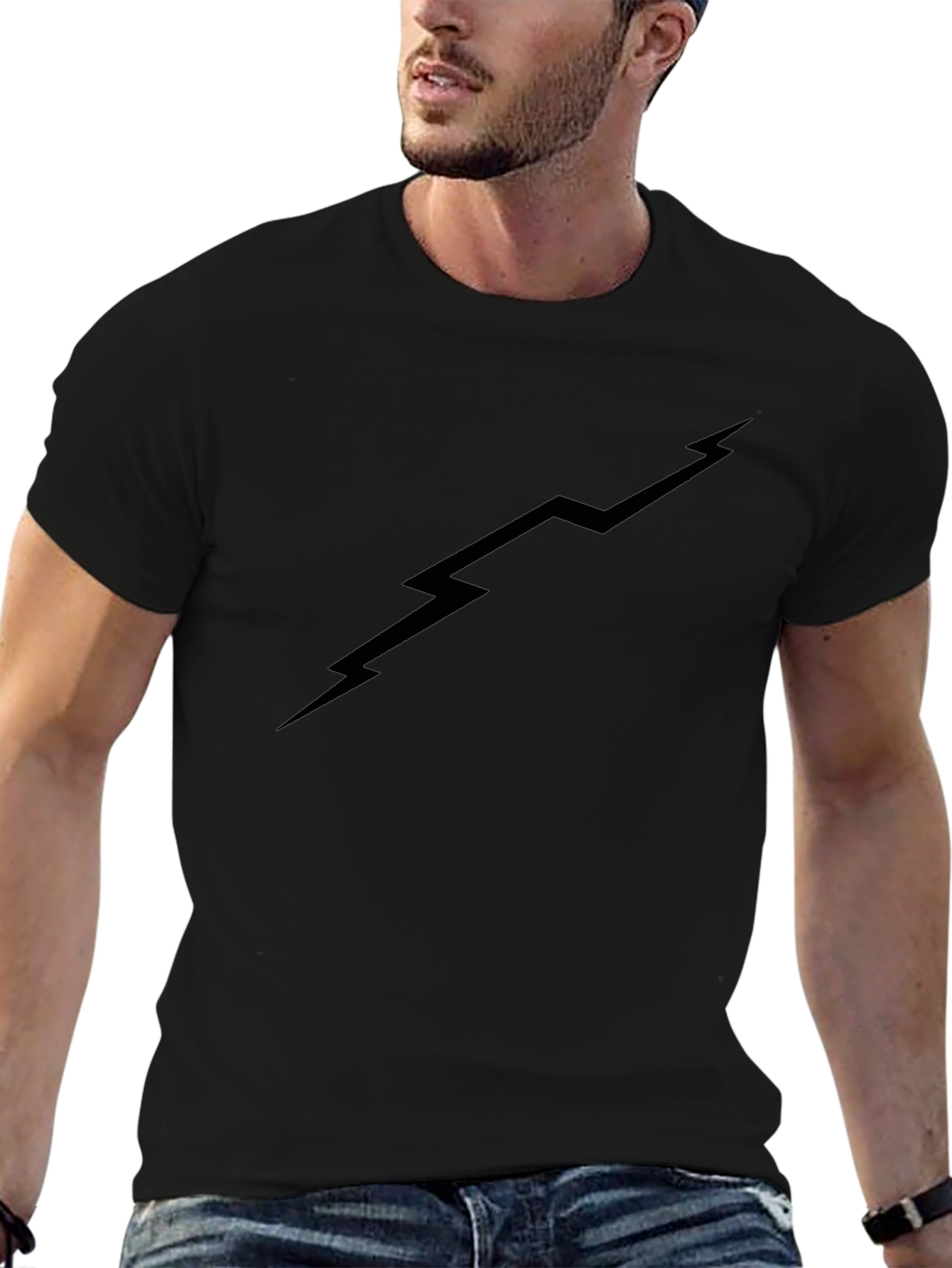 Black Lightning Bolt Graphic T-Shirt