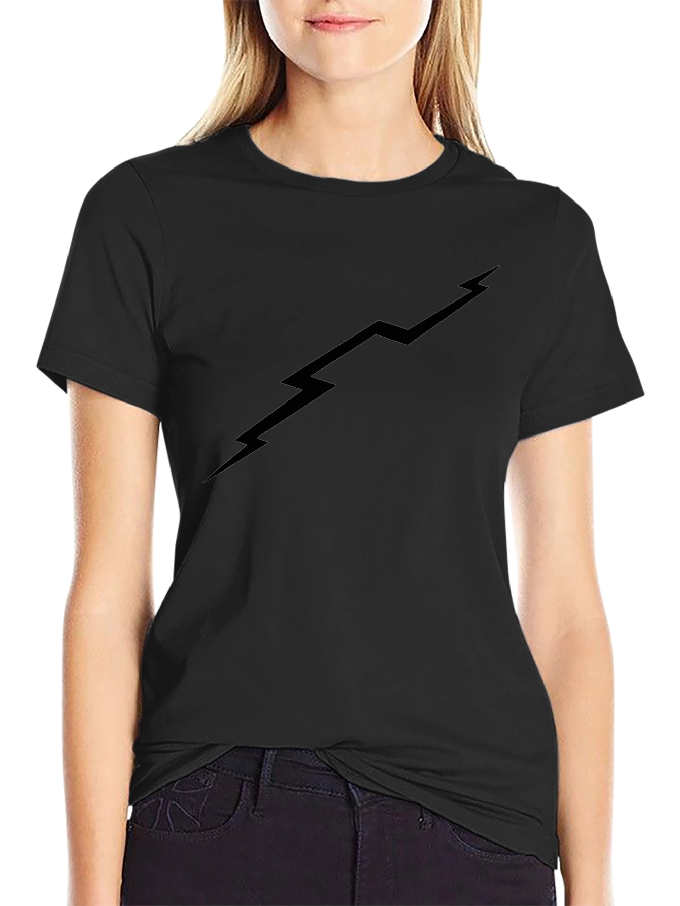 Black Lightning Bolt Graphic T-Shirt