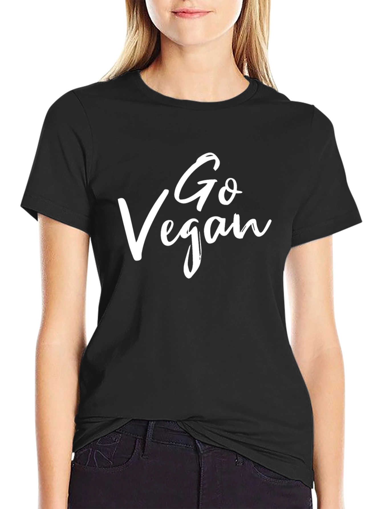 Go Vegan Black T-Shirt - Stylish Vegan Statement Tee