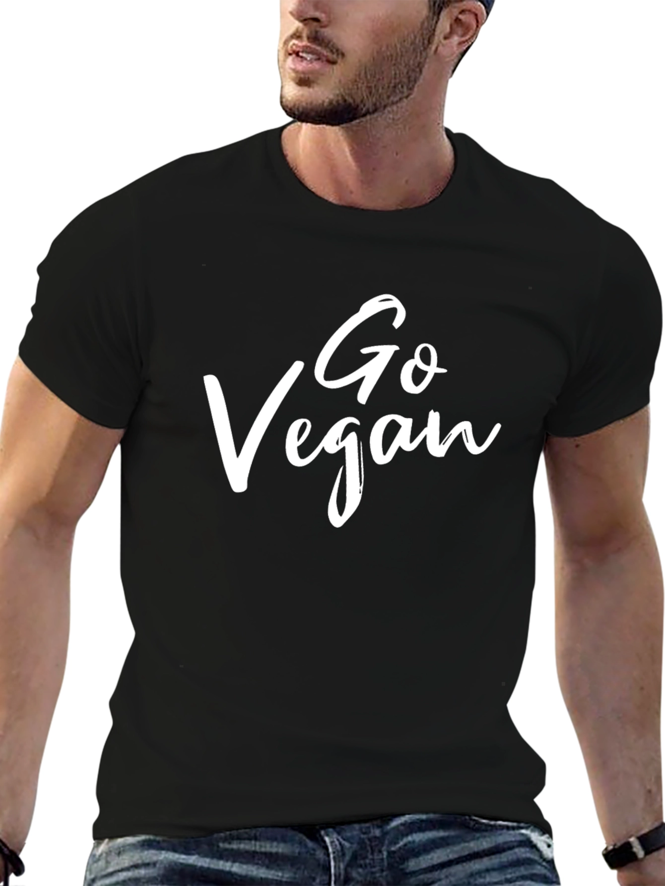 Go Vegan Black T-Shirt - Stylish Vegan Statement Tee