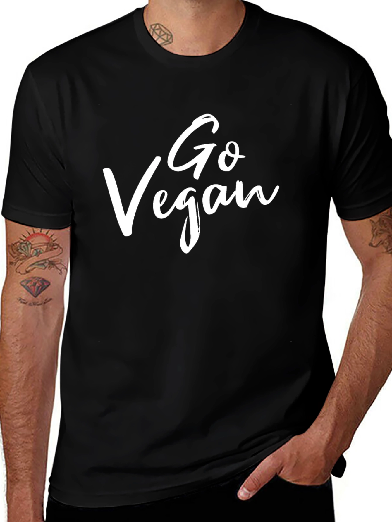 Go Vegan Black T-Shirt - Stylish Vegan Statement Tee